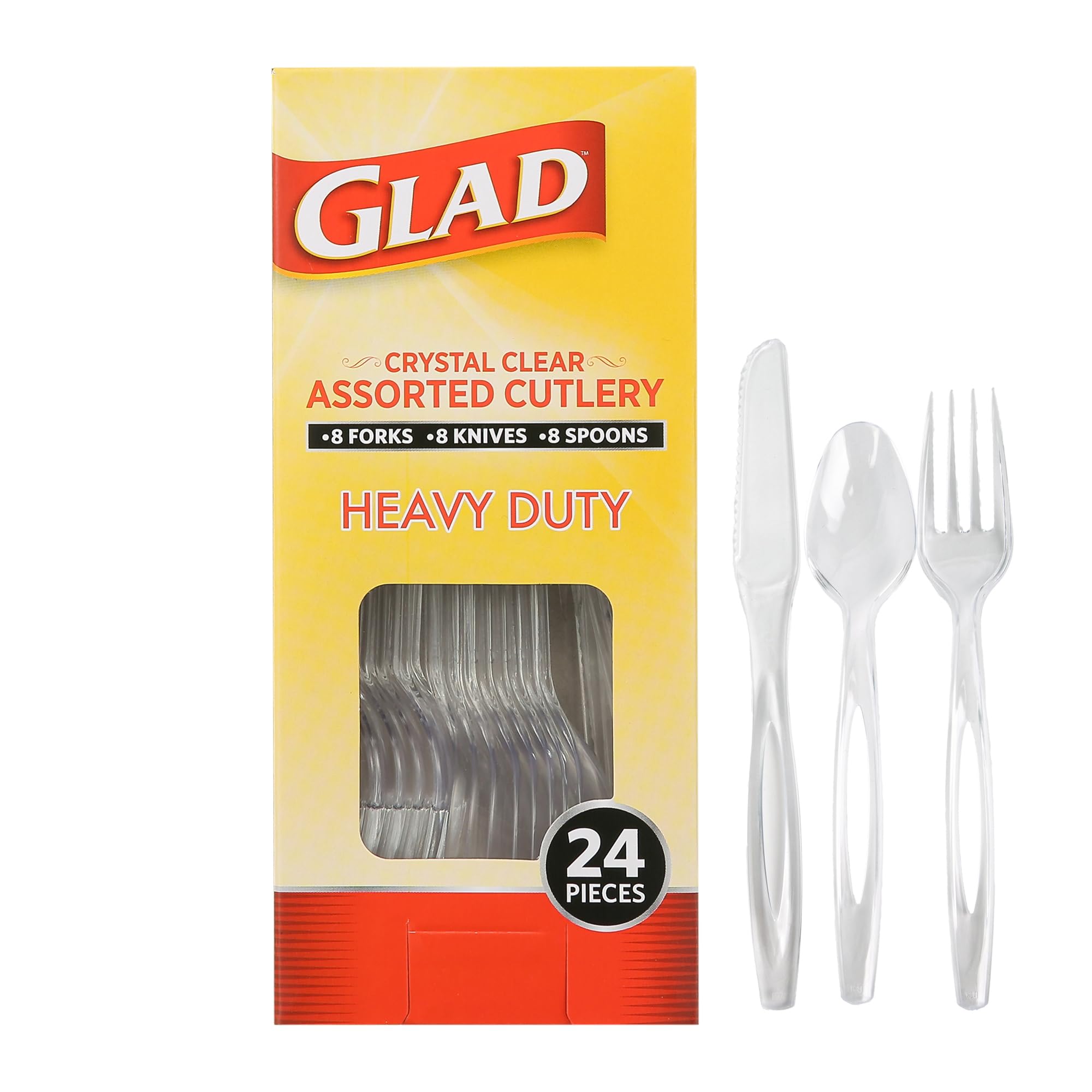 Tithe Cutlery Set Plastic Clear Reusable Forks Spoons Knives Set