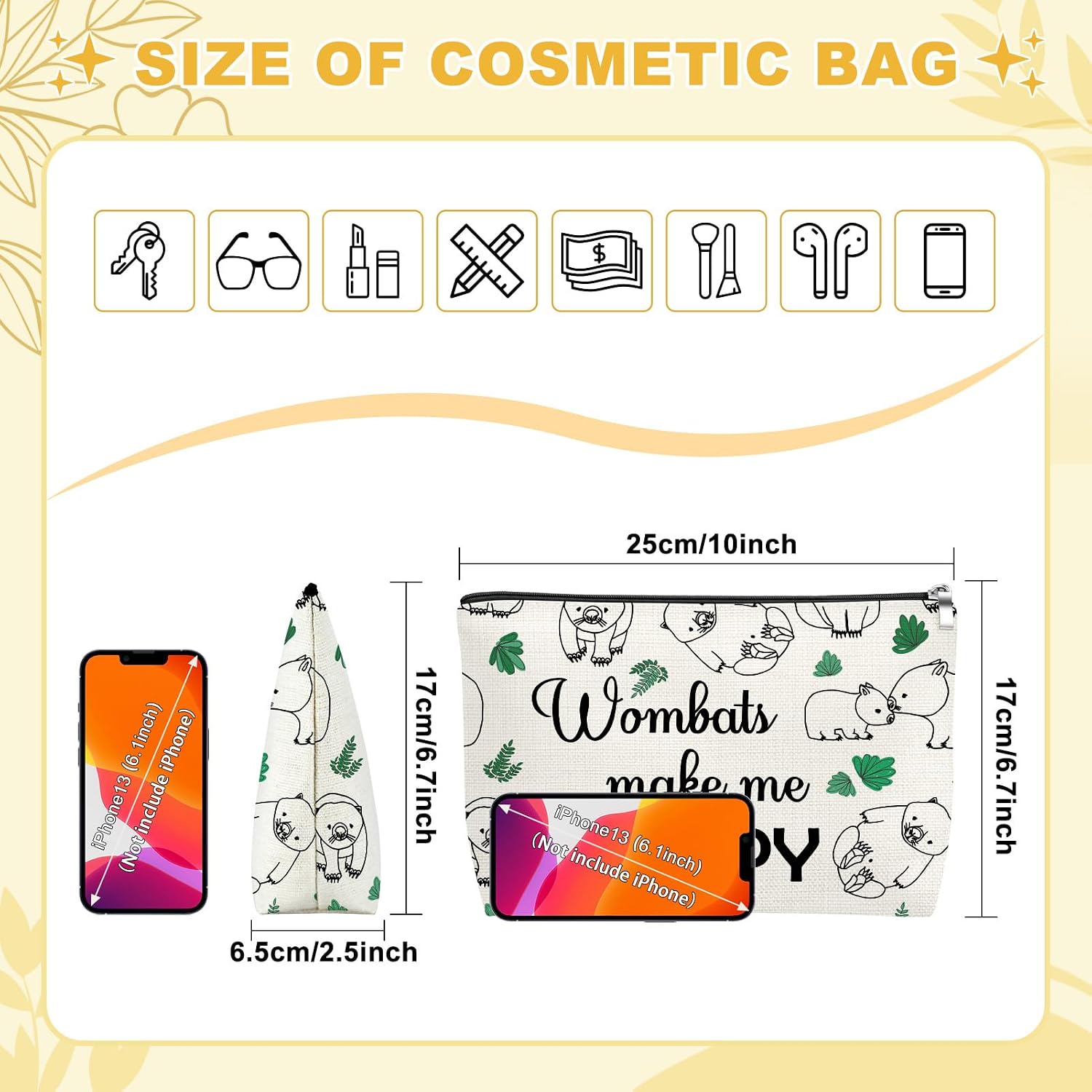 Mxrymvu Wombat Lover Gift Makeup Bag Wombats Gift Wombat Themed Gifts Cosmetic Bag Animal lover Gifts for Women Friend Sister Daughter Birthday Christmas Graduation Present Travel Pouch image 3