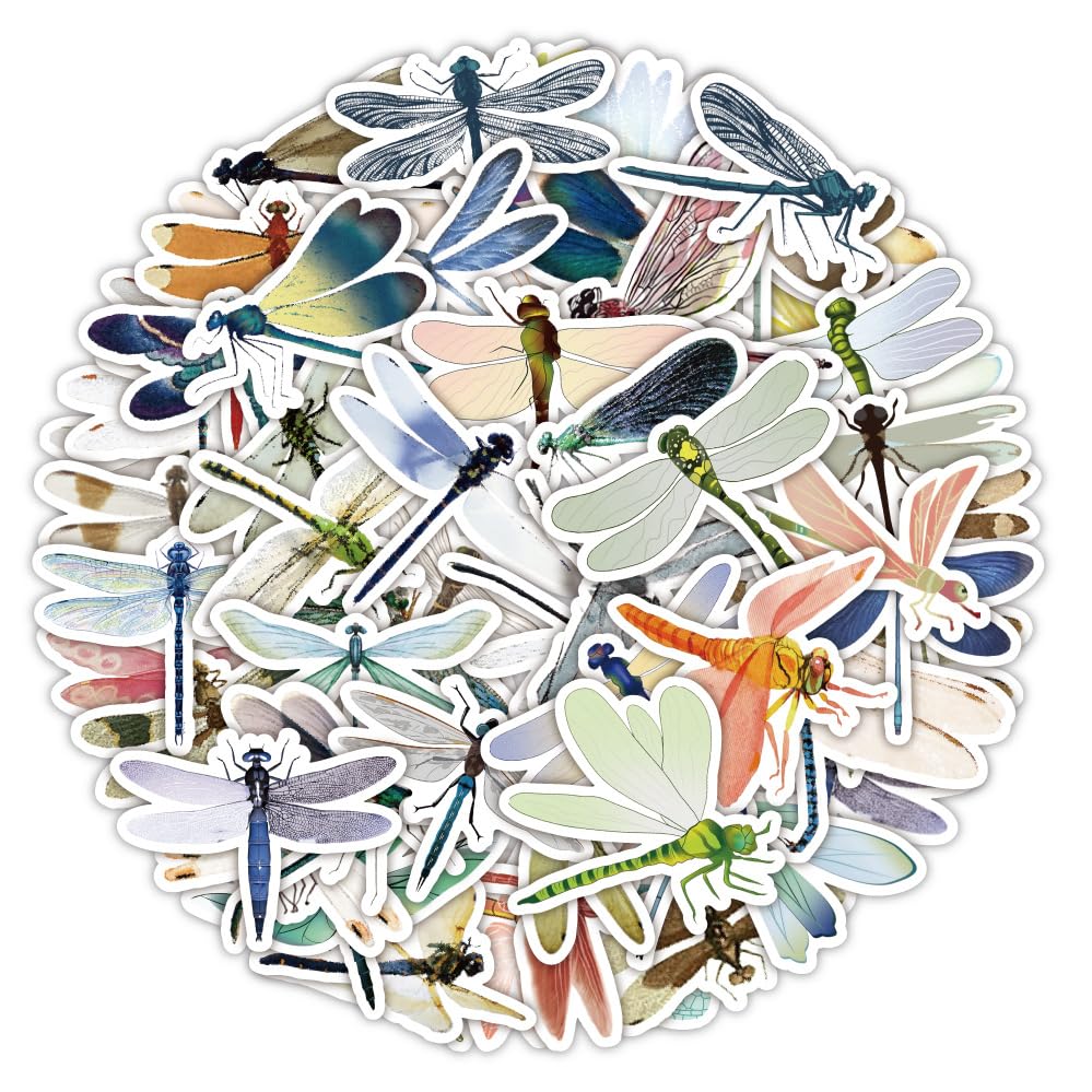 50 Pcs Dragonflies Stickers for Kids Teens Adults Boys Girls Gift,Stickers Pack for Laptop,Skateboard,Luggage,Car,Bike