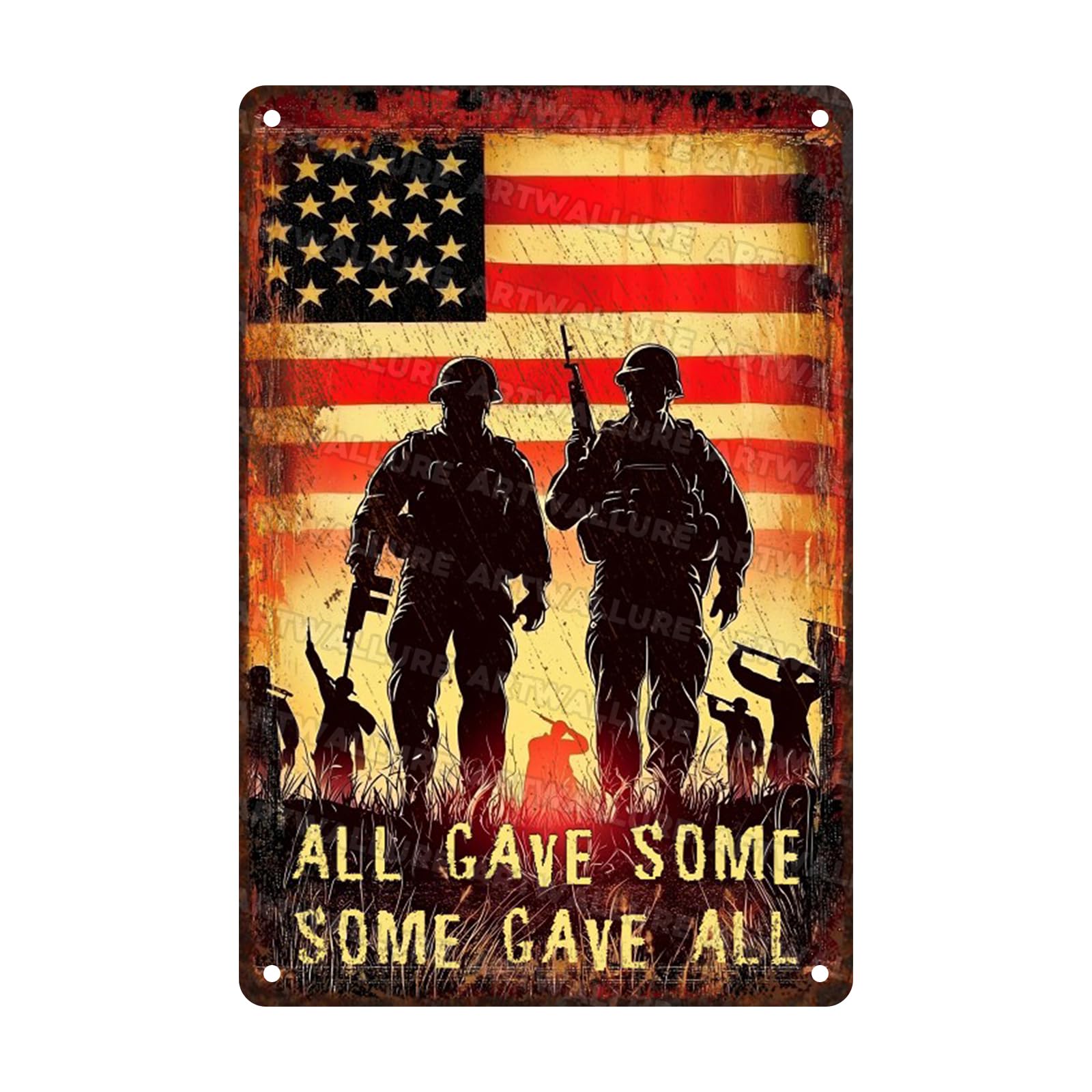 Veteran Metal Sign All Gave Some Some Gave All Vintage Tin Sign for Inspirational Farmhouse Country Patriotic Religious Veteran Decor 8x12inch