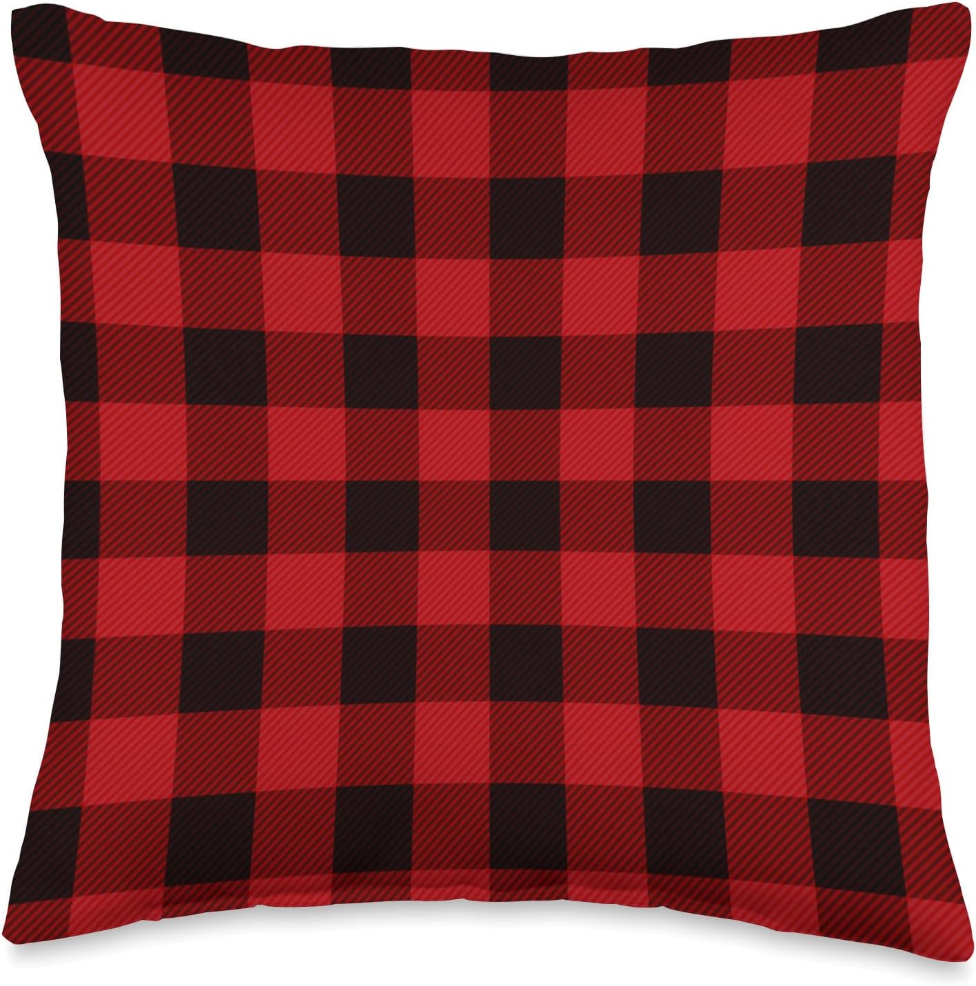 Classic Red & Black Buffalo Plaid Check Pattern Design Throw Pillow