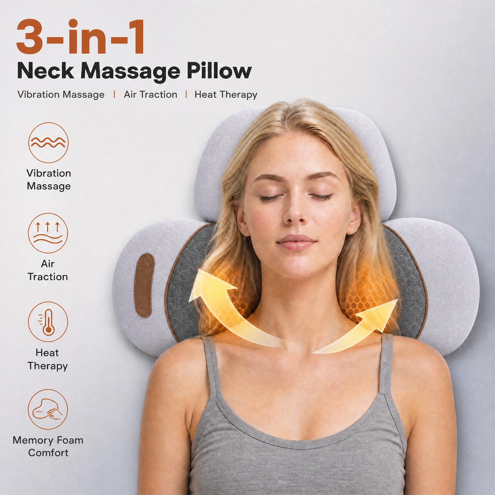 Masseur Cervical avec Chauffage, 3 en 1 Coussin Cervicales, Masseur Cou