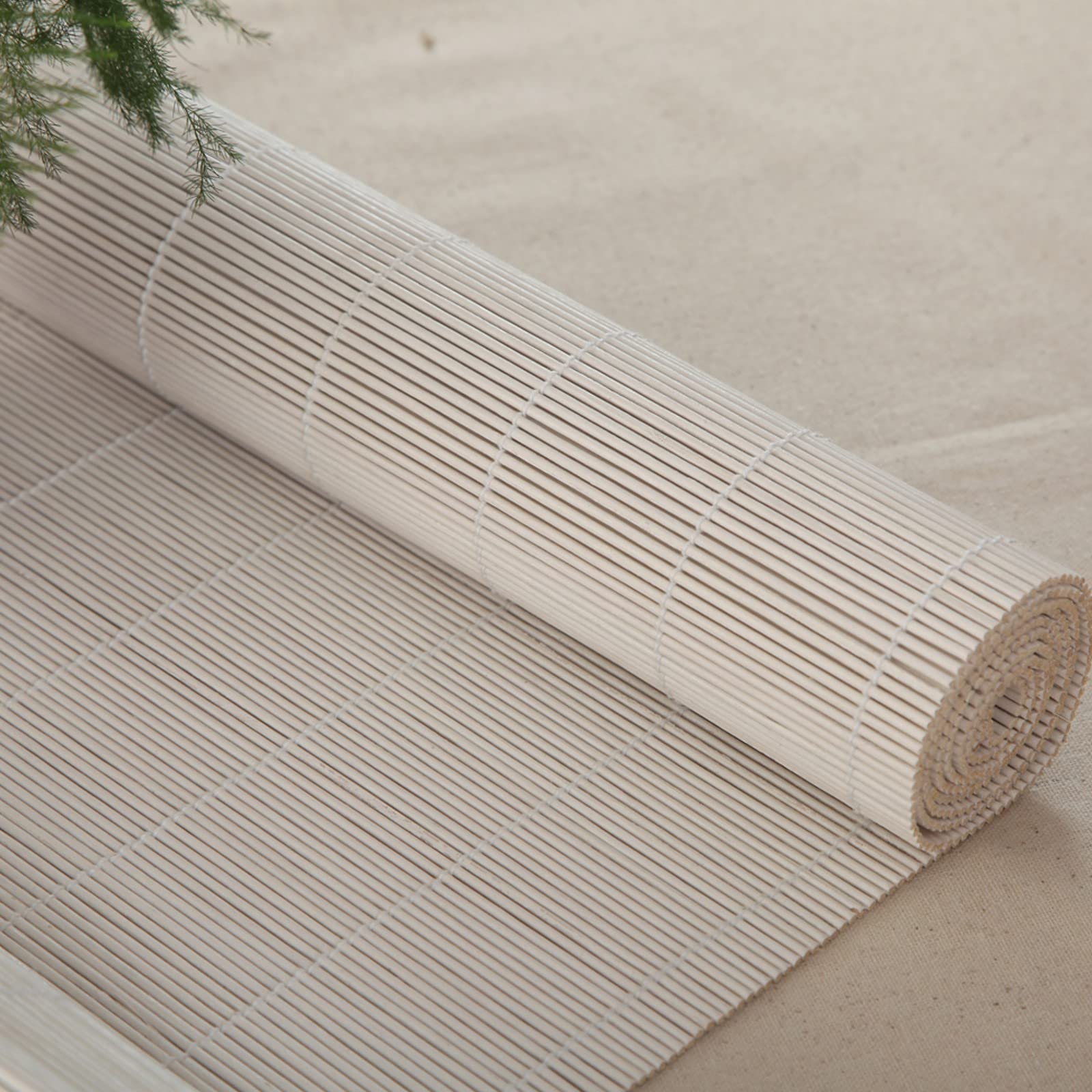 White Bamboo Roller Blinds,Sunshade Heat Insulation Roman Curtains,With Lifter,Easy Clean,Indoor Outdoor Living Room,Customizable(Size:100x120cm/39x47in)