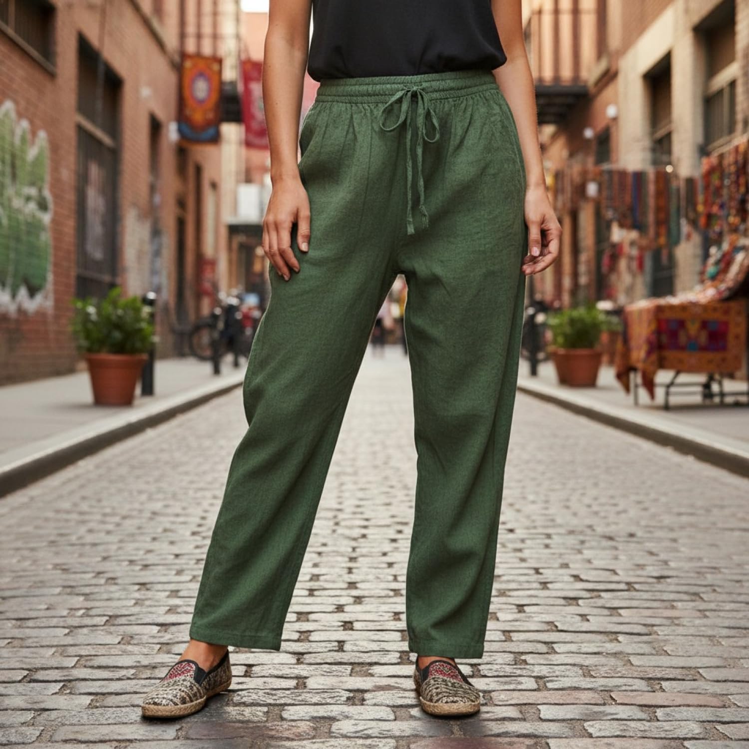 GURU-SHOP, Pantalones de Yoga, Pantalones Goa, Algodón, Pantalones de Hombre