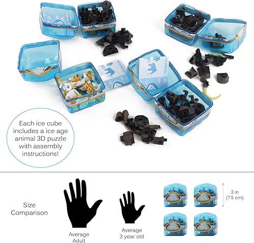 Miniatura 2 de Juego prehistórico con 4 animales de la edad de hielo en cubos de glaciar, rompecabezas 3D para niños, arqueología, desarmable, descubrir, descubrir