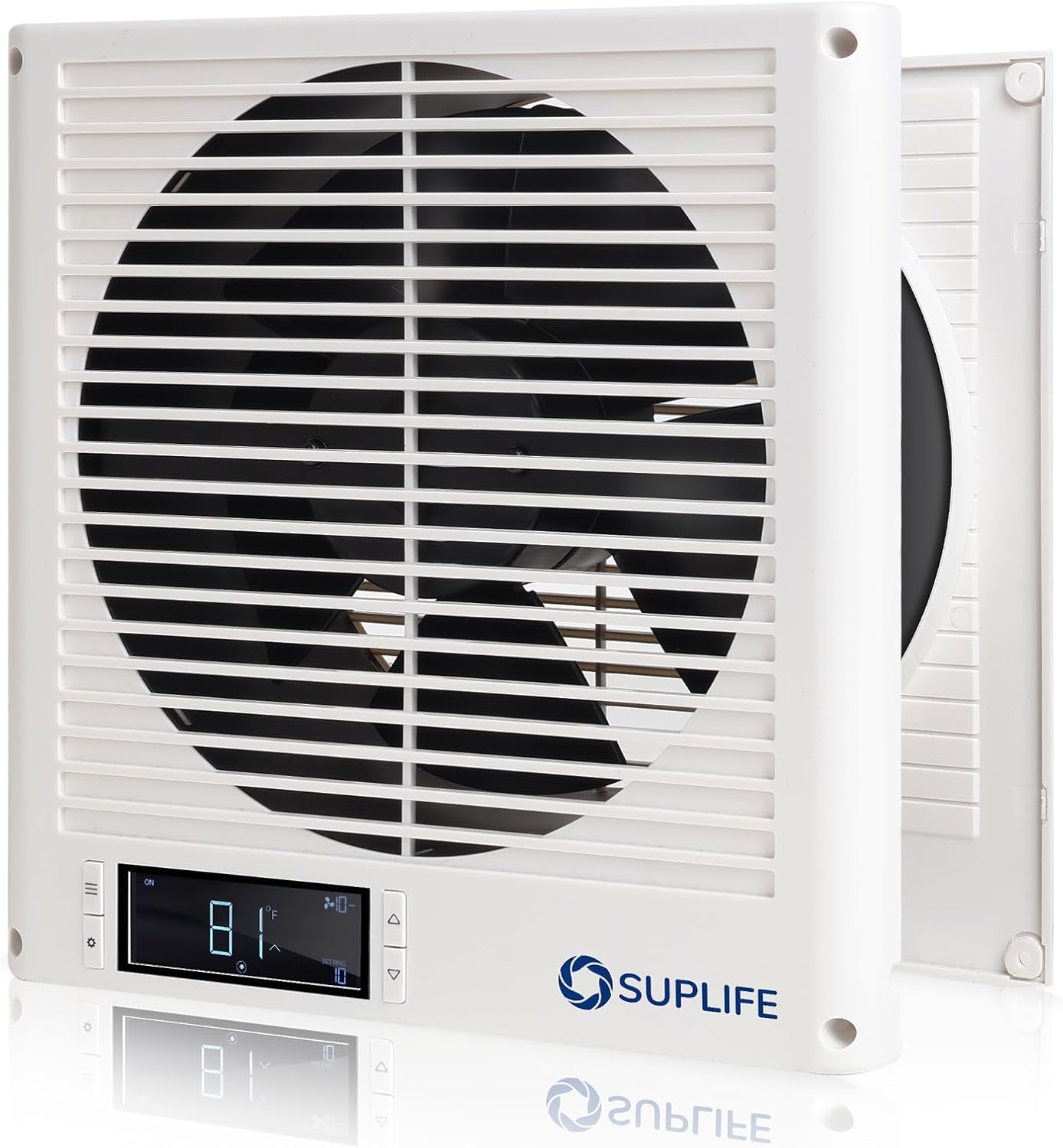 8" Room to Room Air Transfer Fan for Quietly Circulating Air, Reversible Airflow Design, 320 CFM Programmable Through Wall Fan, Durable Build Quality, 10 Speed Thru Wall Exhaust Fan for Closet,Laundry