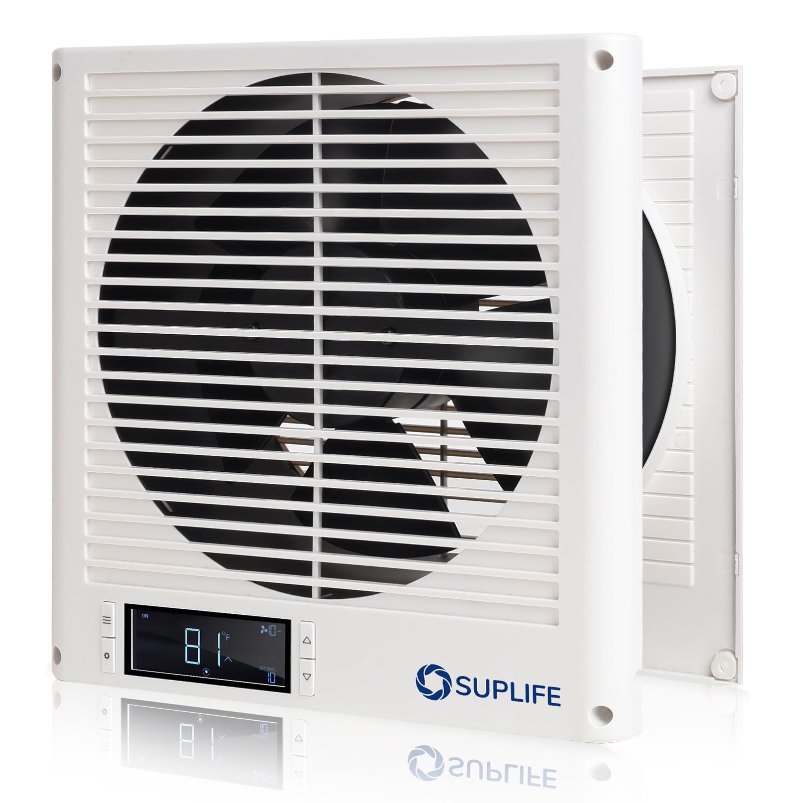 Photo 1 of 8" Room to Room Air Transfer Fan for Quietly Circulating Air, Reversible Airflow Design, 320 CFM Programmable Through Wall Fan, Durable Build Quality, 10 Speed Thru Wall Exhaust Fan for Closet,Laundry