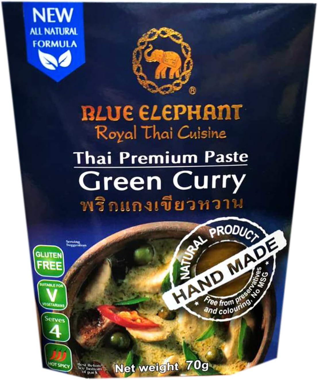 Blue Elephant brand Royal Thai Cuisine GREEN CURRY PASTE Wt. 70 g.(Halal certified) By naveenana shop