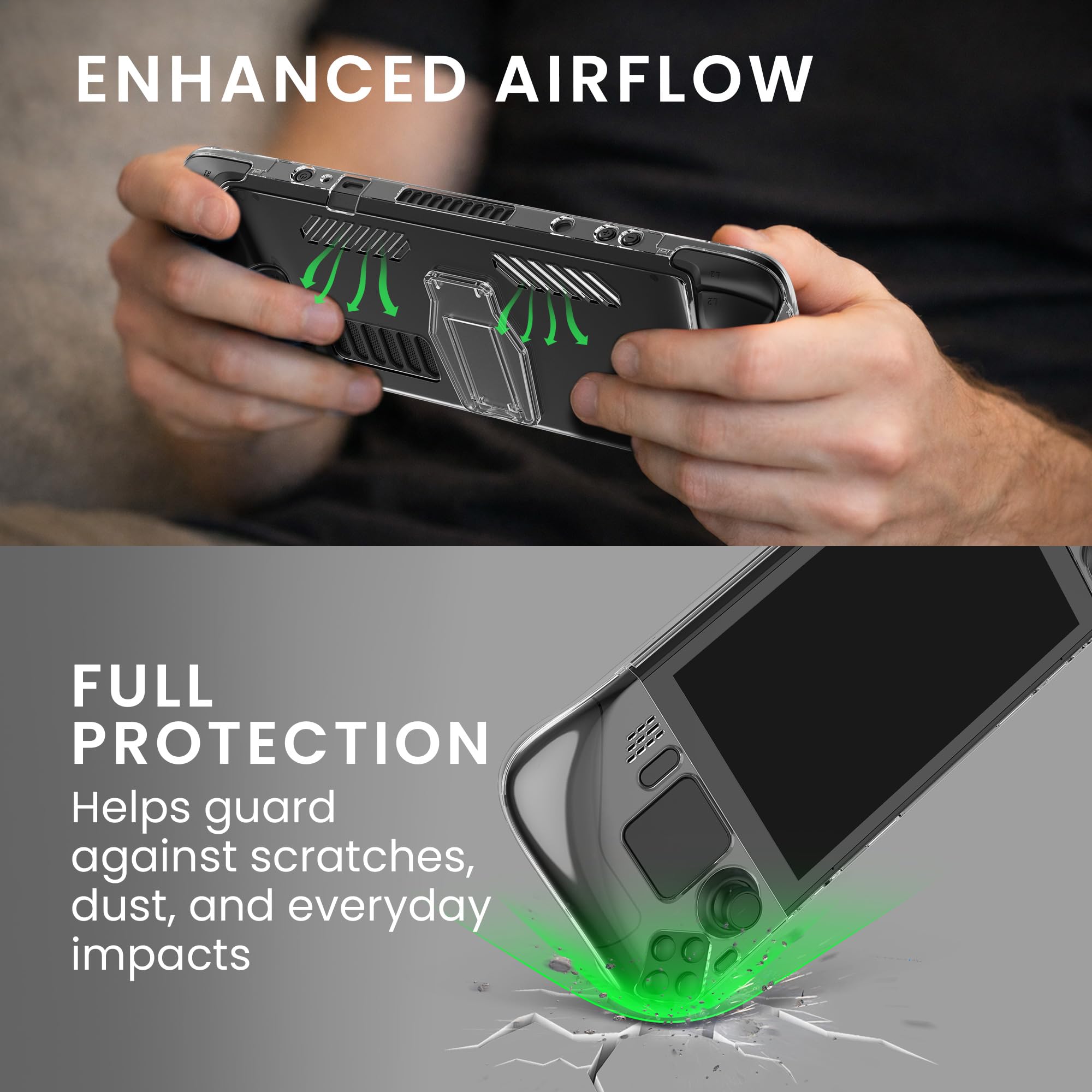 kwmobile Hülle für Valve Steam Deck Cover - Schutz Case mit Ständer - Stoßfeste Schutzhülle für Handheld Konsole - Gaming Zubehör Transparent