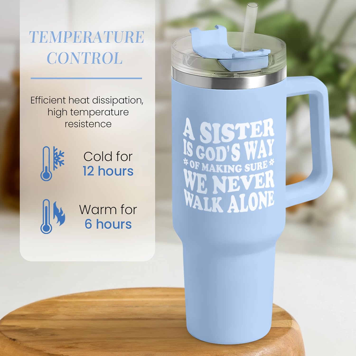 SANDJEST Sisters Gifts from Sister - Tumbler 40oz Stainless Steel Insulated with Handle and Straw Christmas Birthday Friendship Gifts for Soul Sister BFF Bestie Best Friends - Image 5