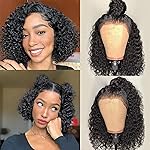 SODLIS Short Curly Bob Wig Human Hair 13x4 Lace Front Wigs Human Hair Bob Wig For Black Women Brazilian Virgin Pixie Cut Curly Wave Lace Front Wigs Pre Plucked Natural Hairline (8 Inch)