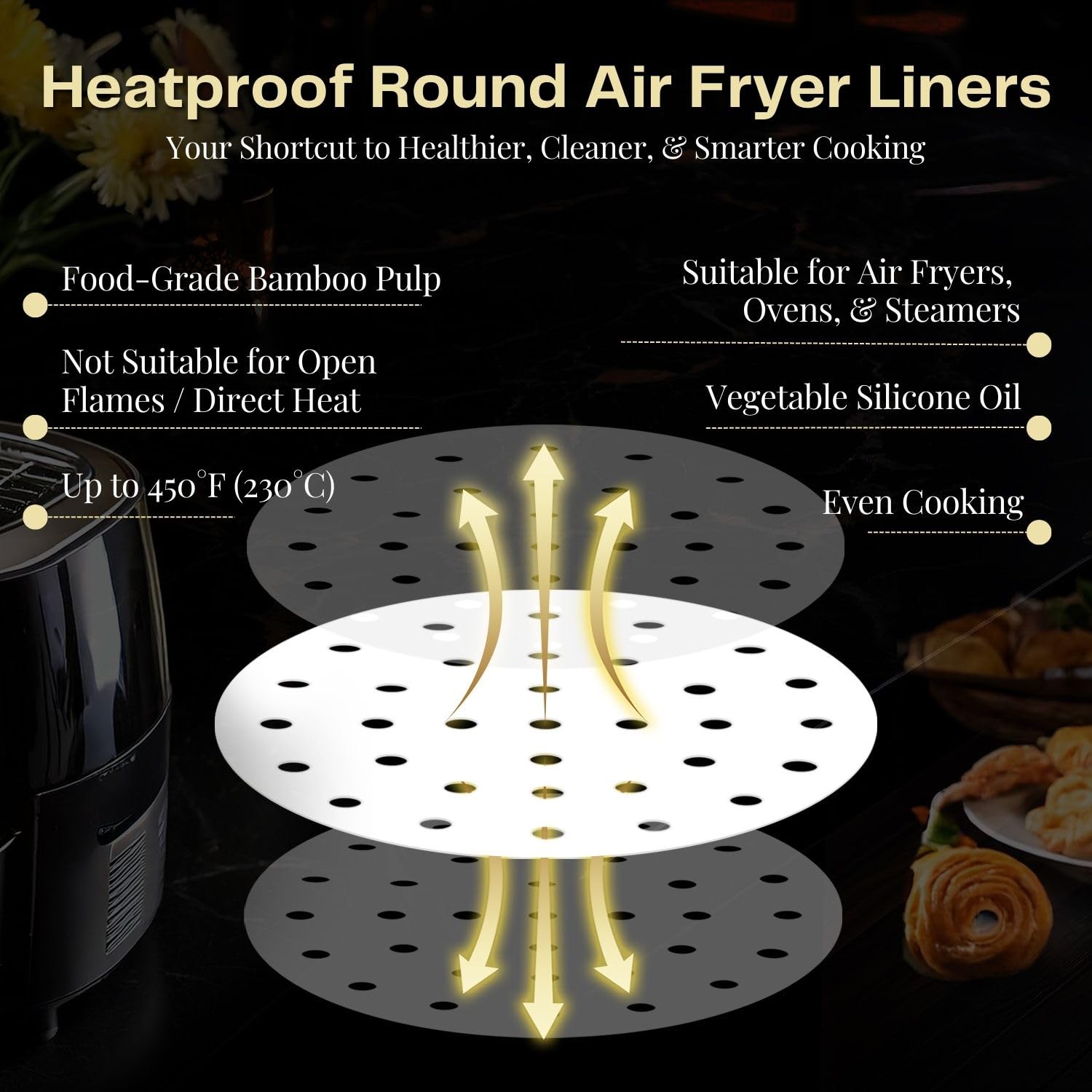 Flexzion 7,5 geperforeerd bakpapier voor airfryer liners, rond