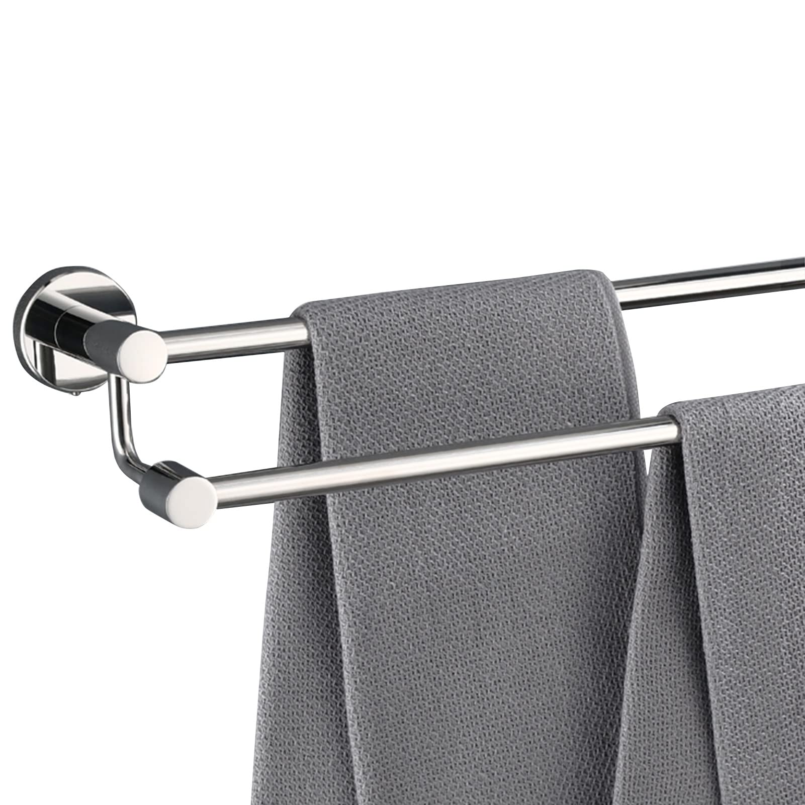 LMYSXAOZ Stainless Steel Double Towel Bar Rail 80cm 100cm 120cm Wall Mounted Rack Holder for Bathroom Kitchen Screws Mounting Polished Finish (Size : 60cm)