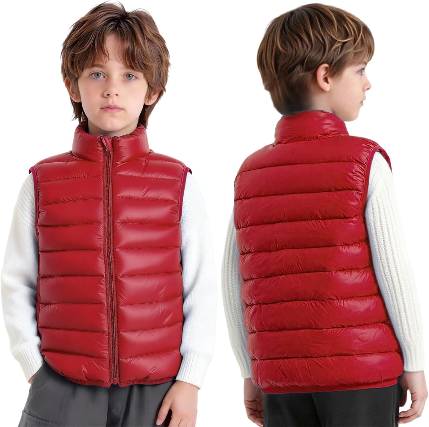 Warm Padded Vest for Boys Girls Zipper Jacket Outdoors Gilet Packable Coat Autumn Winter Outerwear