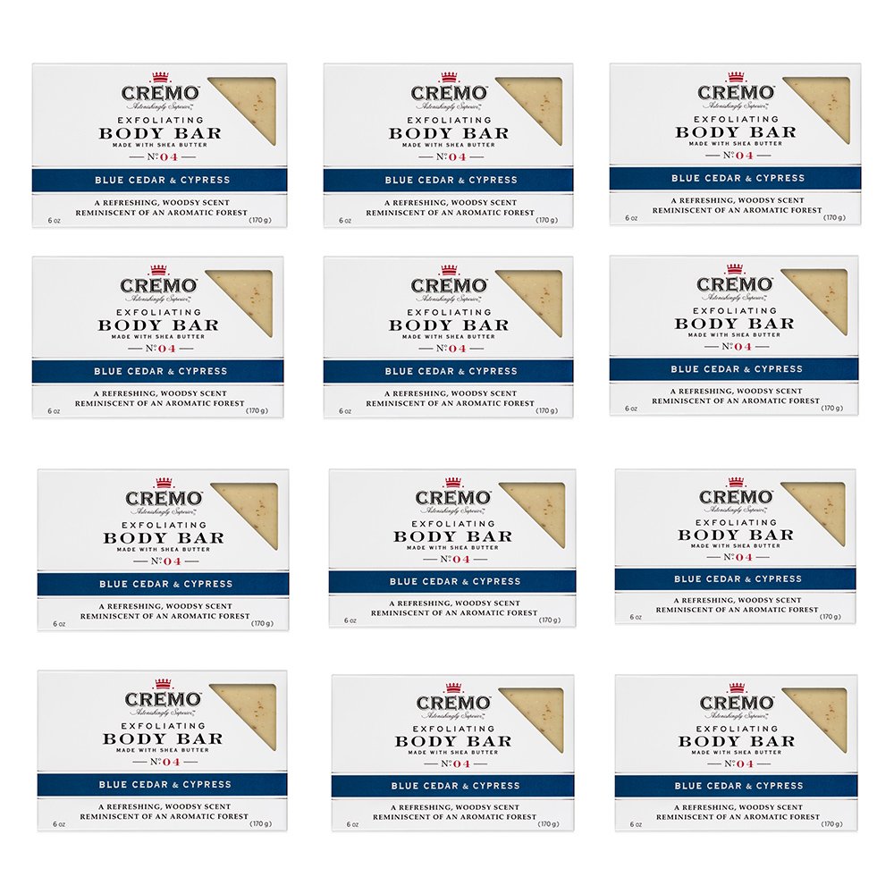 CremoExfoliating Body Bars Blue Cedar & Cypress - A Combination of Lava Rock and Oat Kernel Gently Polishes While Shea Butter Leaves Your Skin Feeling Smooth and Healthy (Packaging May Vary)