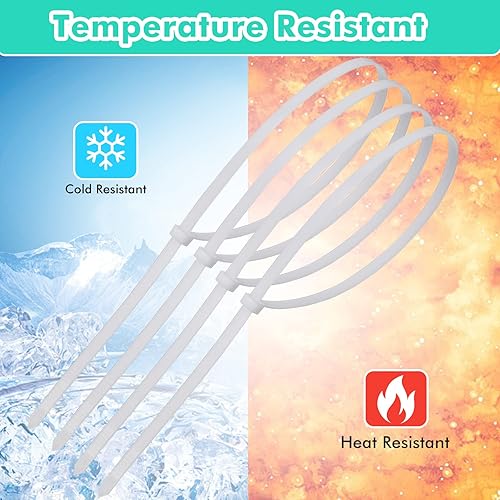 Miniatura 4 de 100 bridas para cables resistentes para interiores y exteriores, ataduras de toldos, ramas de cultivo (blanco, 12 pulgadas)