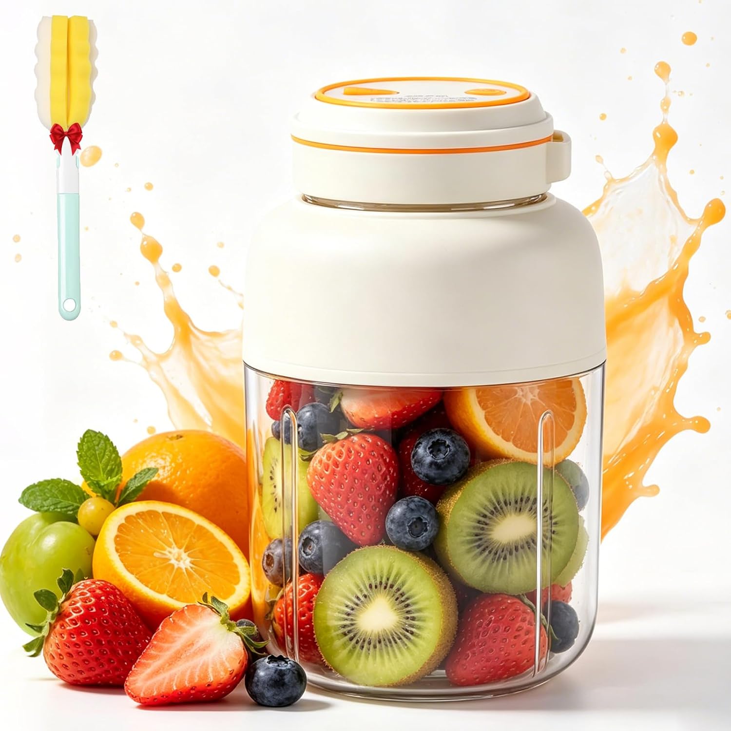 Portable Wireless Juicer Cup for Shakes and Smoothies, 28/45 Oz Wireless Juicer Cup with USB Rechargeable Battery, Personal Size Travel Blender for Fruits Vegetables Gym Office Outdoor (White-28 Oz)