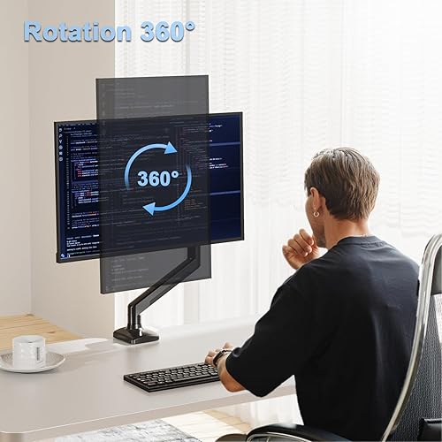 Miniatura 2 de Brazo de montaje para monitor único para monitores de hasta 32 pulgadas, soporte de escritorio para monitor con capacidad para pantalla de