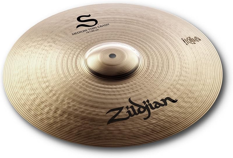 Zildjian 16" S Medium Thin Crash | Bright Cutting Attack for Drum Kit Sets, Fast Stick Response, 16 inch size, Studio and Stage Ready, Pro Bronze Build