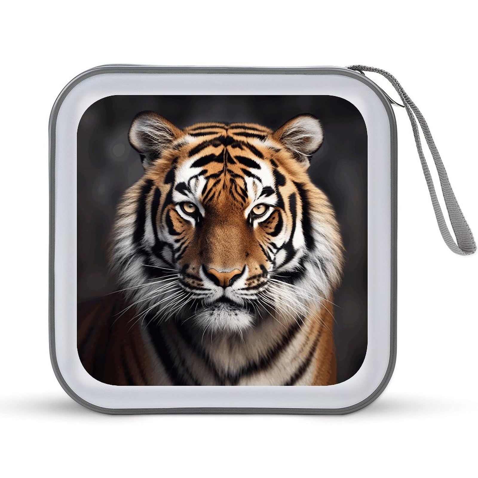 VstaDank Tiger CD Case, Portable CD Sleeve Zipper-Style CD/DVD Wallet, Anti-Scratch CD Storage Pouch, Plastic CD Case for CDs, DVDs, Blu-rays, Vinyl Records