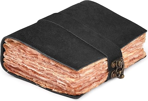 Miniatura 11 de LEATHER VILLAGE Diario vintage encuadernado en cuero para mujeres y hombres - Libro de Sombras - Cierre con cerradura - 200 páginas de papel hecho a