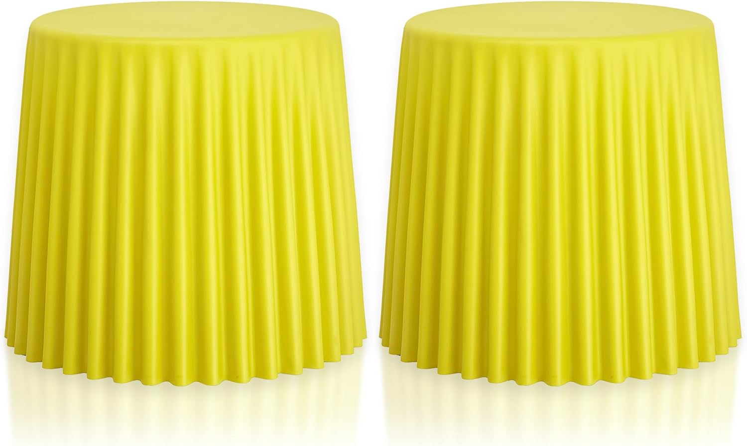 2xhome Set of 2 Modern Stackable Patio Stools | Versatile Coffee Table, Accent Ottoman, Dining Kitchen Chairs | Weather Resistant Plastic | Indoor Outdoor, Cafe Restaurant, White