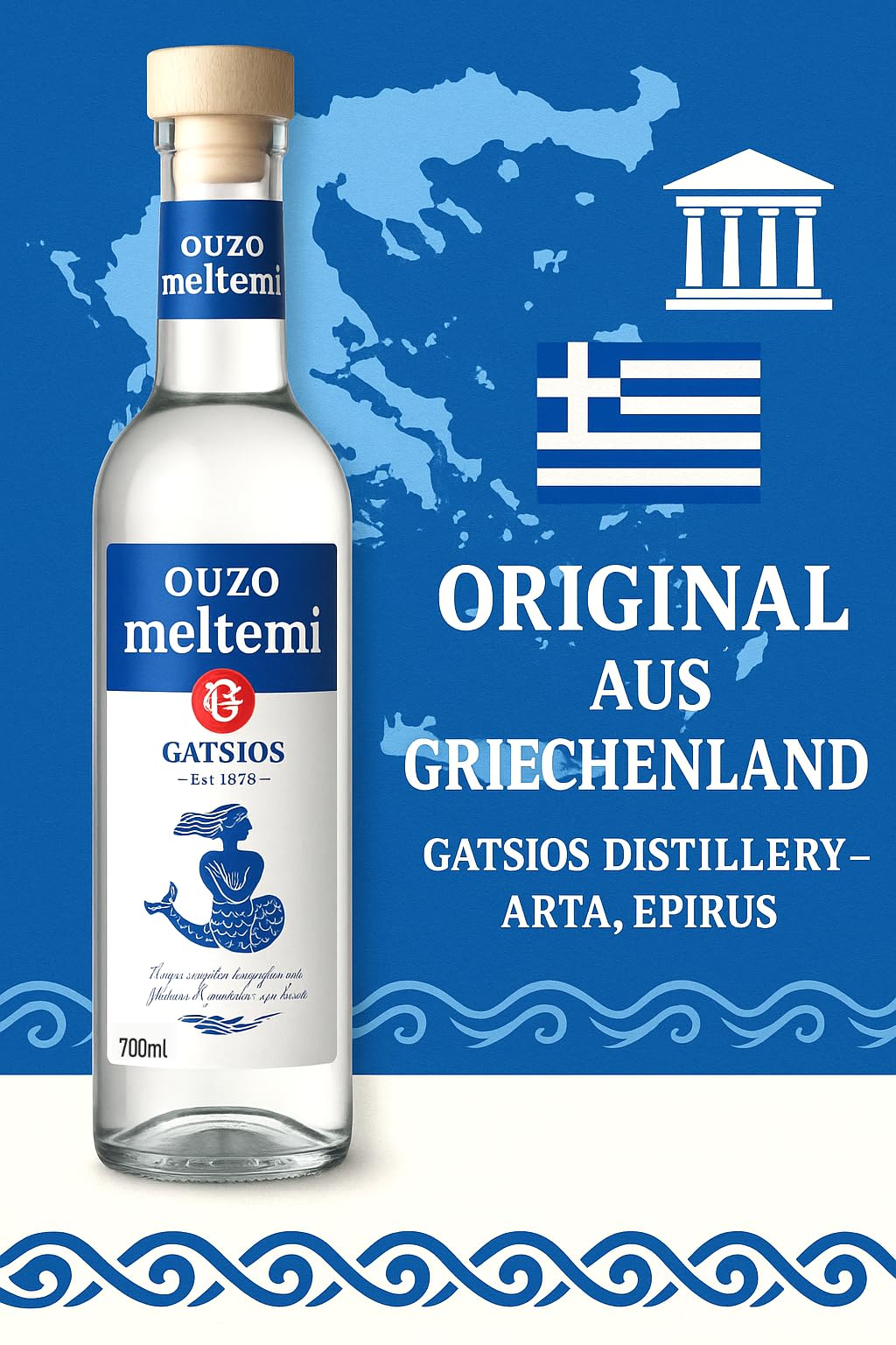 Griechischer Ouzo Meltemi Geschenk Box mit Ouzo Glas (1)