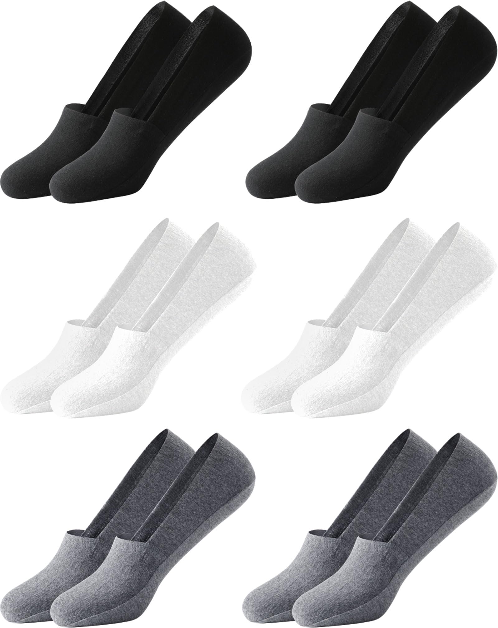 MOCOCITO Calzini Fantasmini Invisibili da Uomo Donna,Calze Corte Traspirante Cotone 6 Paia,con Strisce di Silicone Taglio Basso Antiscivolo,Calzini per Mocassini e Scarpe da Barca,Sneaker,Taglia 35-48