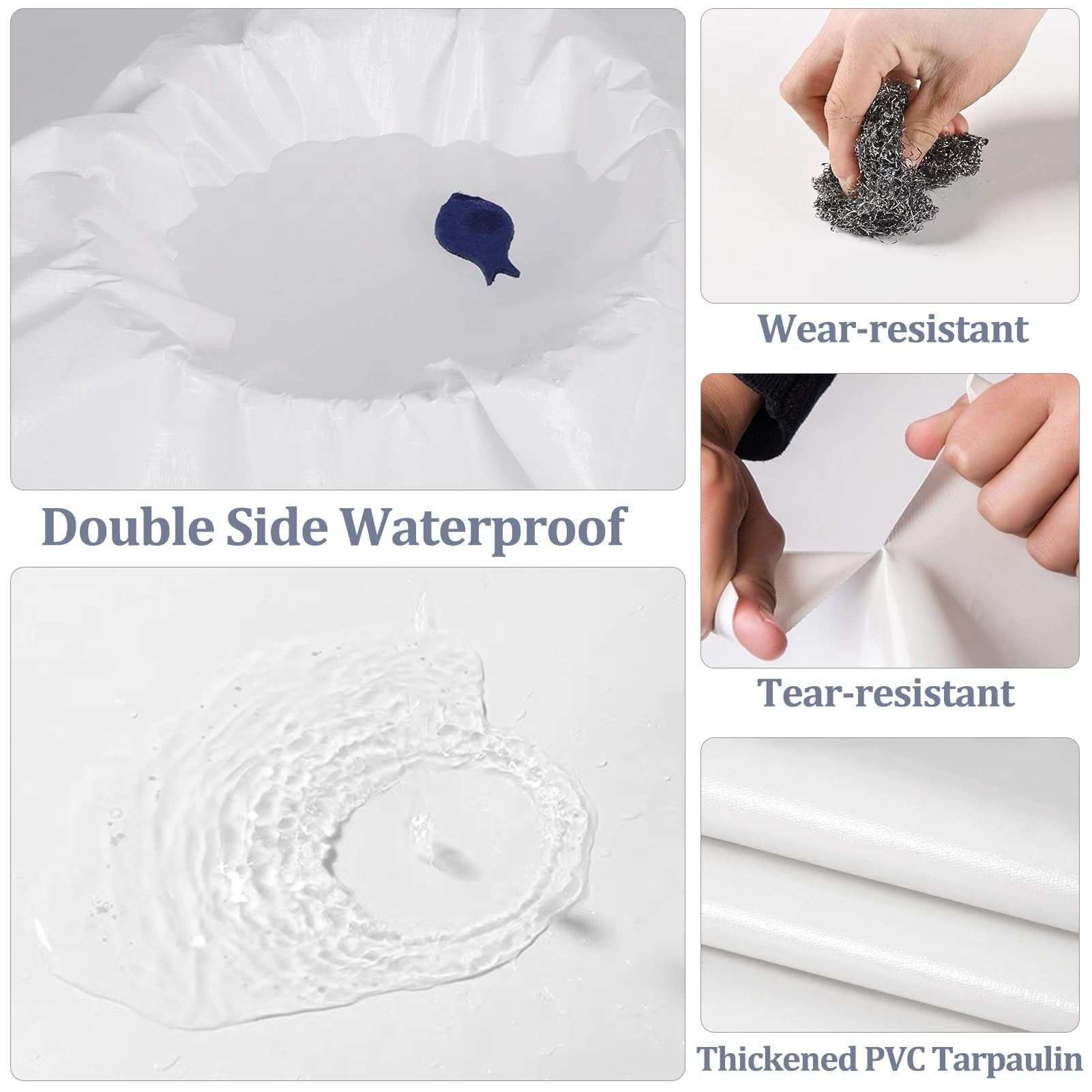 Bâche imperméable et résistante pour la protection extérieure, housse multifonction avec œillets, 600 g/㎡, 4 x 6 m