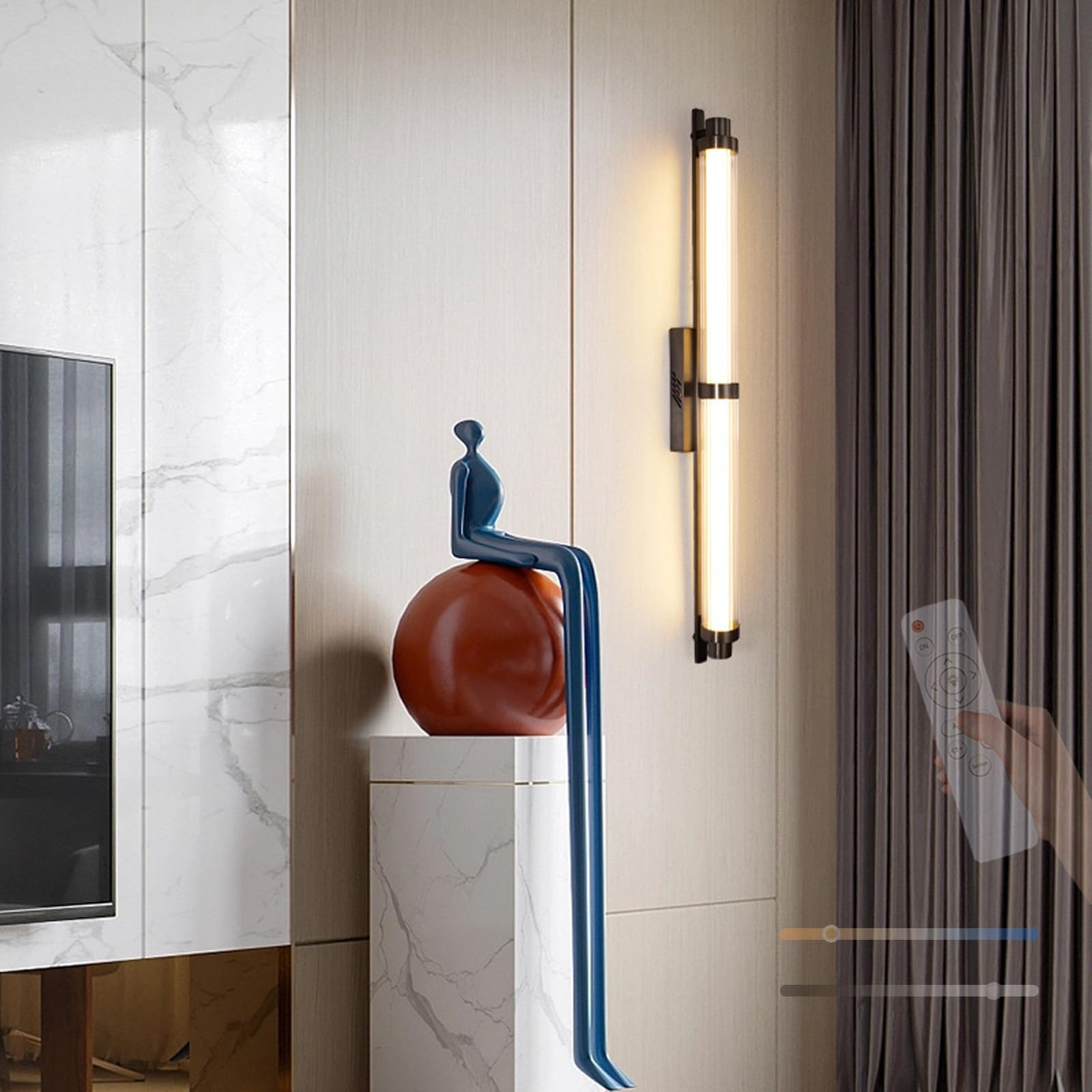 LED apliques de pared interior regulable 2700K-6500K negros de 40cm 8