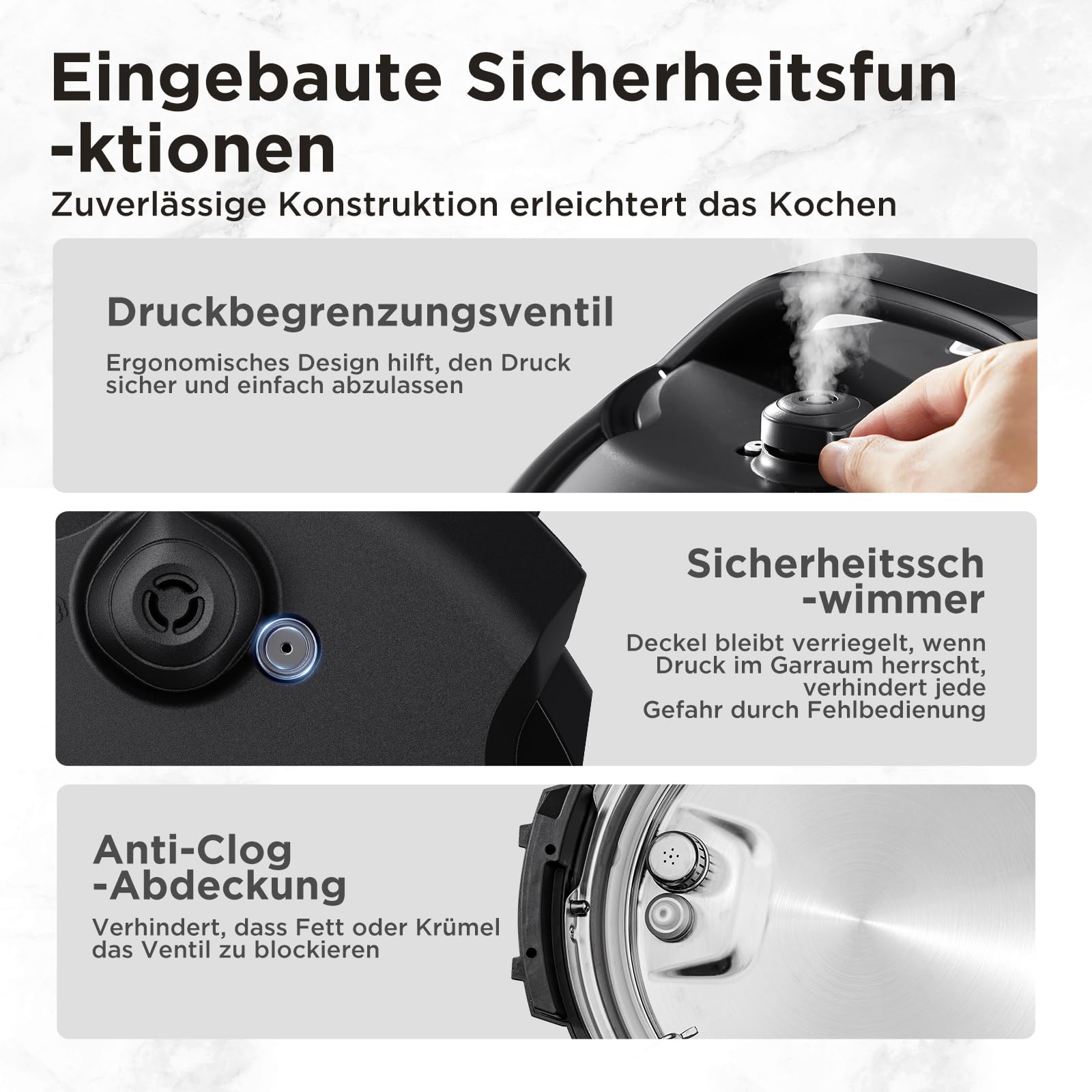 Midea Elektrischer Schnellkochtopf 6L, 9-in-1 Multikocher mit 14 Funktionen, Joghurtbereiter, Reiskocher, Slow Cooker, Sous Vide, Dampfgarer, Nudelkocher, Edelstahl Innentopf, Schwarz