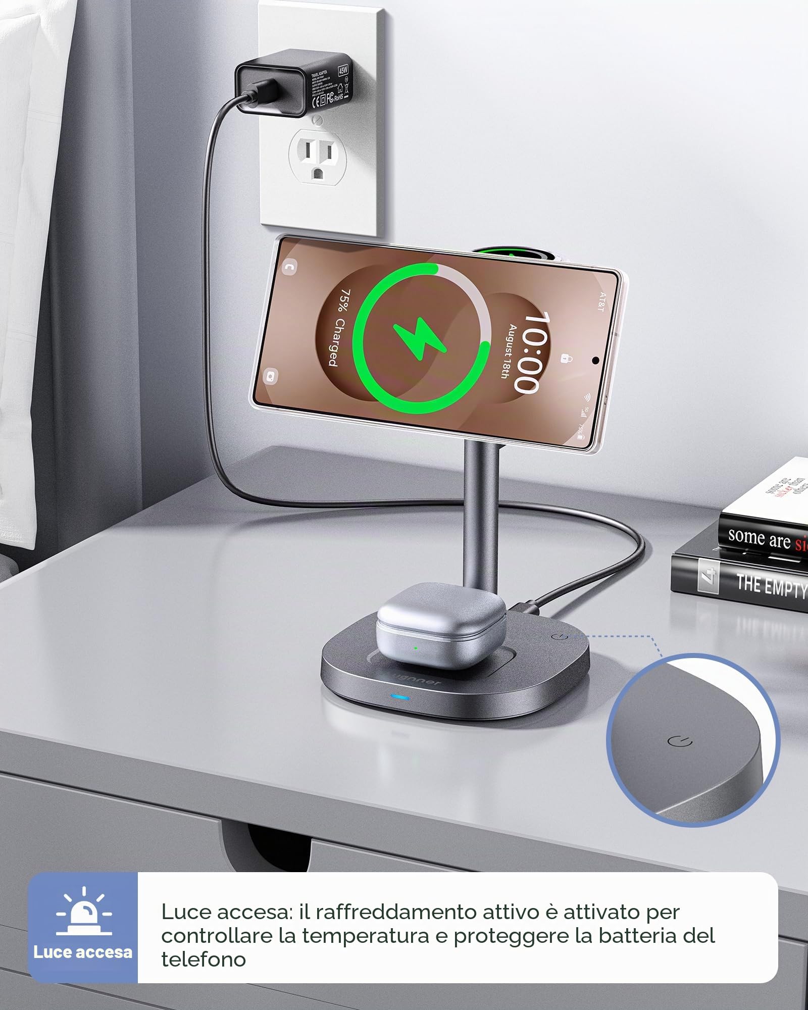 Magnetica Stazione di Ricarica 3 in 1 per Samsung, Caricatore Wireless Veloce 15W con Raffreddamento TEC Compatibile Galaxy S26 Ultra/S25/S24/Z Fold 7/Flip7, Samsung Watch Ultra/8/7, Galaxy Buds