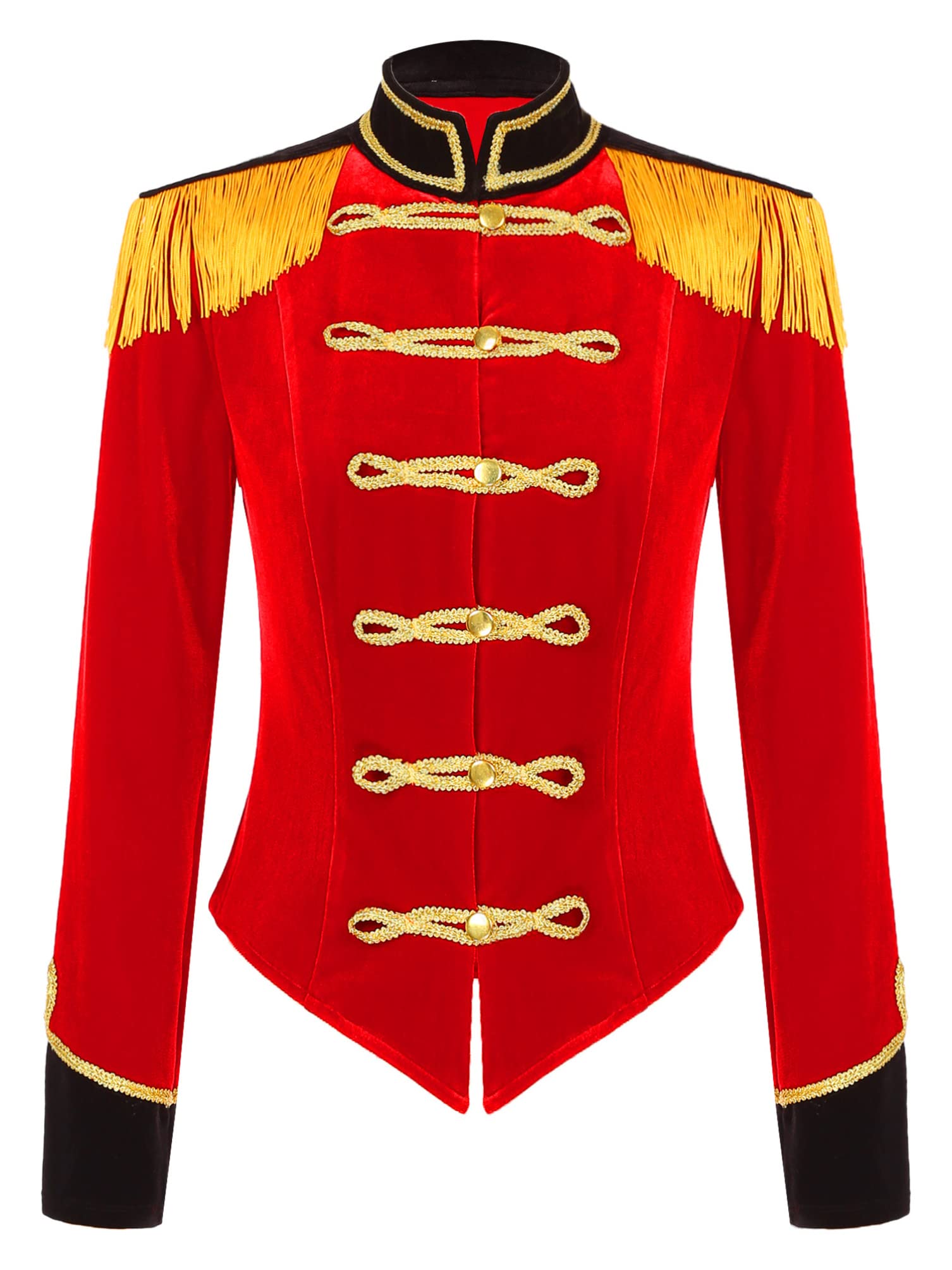 dPois Déguisement Cirque Femme Manches Longues Veste Cirque Dompteuse Cape Prince Présentatrice Gilet Costume Ringmaster Carnaval Mascarade S-3XL