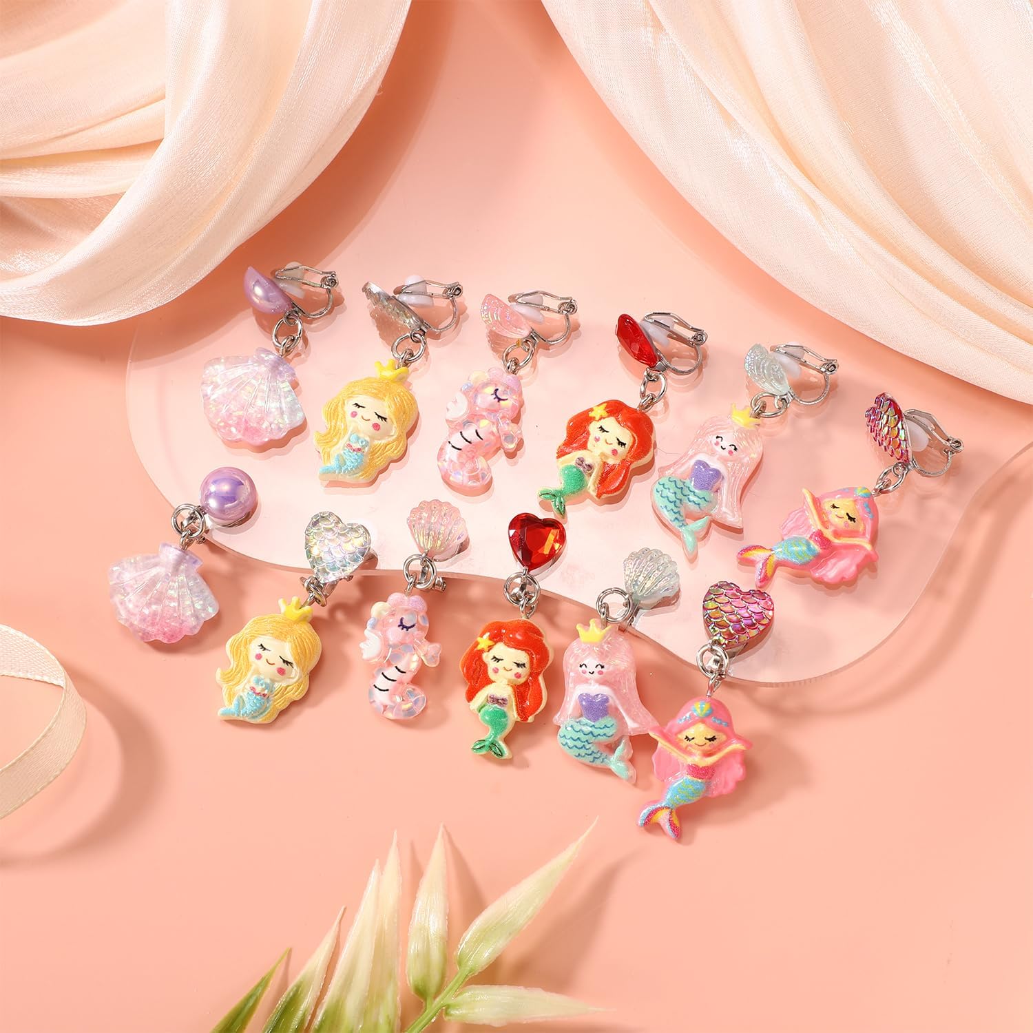 16 Paires Boucles D'oreilles 16 Paires Boucles D'Oreilles Clips Enfant - Non Percées Cœur Étoile Rose - Cadeau Fille Princesse Boucles D'oreilles Clips Fille