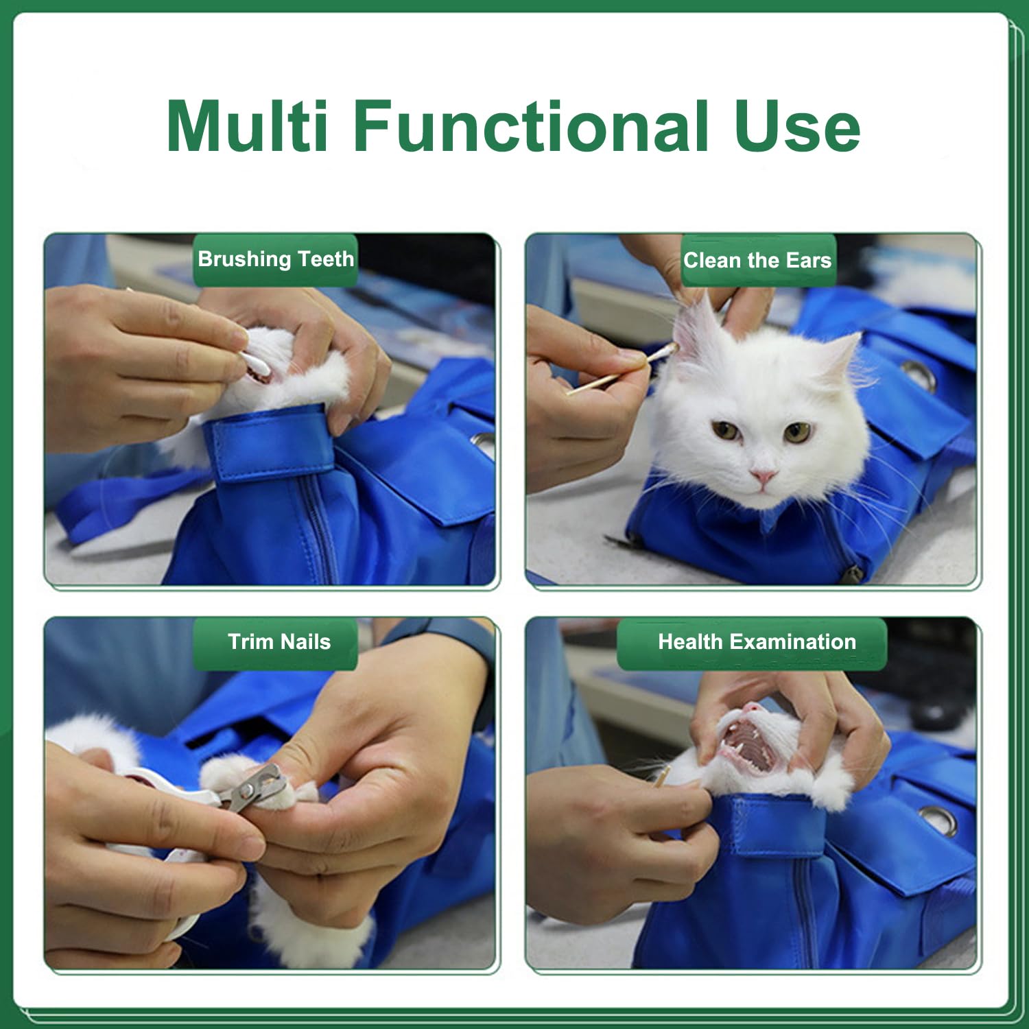 Foldable Pet Supply Cat Grooming Bag,Cat Restraint Bag Anti Scratch Bite Pet Fixed Bag for Claw Care,Nail Trimming,Administering Eye Drops - Image 3