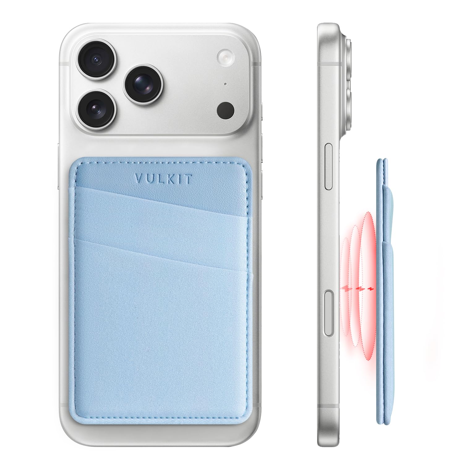 Magsafe Wallet Compatible with iPhone 15/14/13/12 Series, Stretchy Lycra RFID Card Holder with MagSafe Magnet Blue