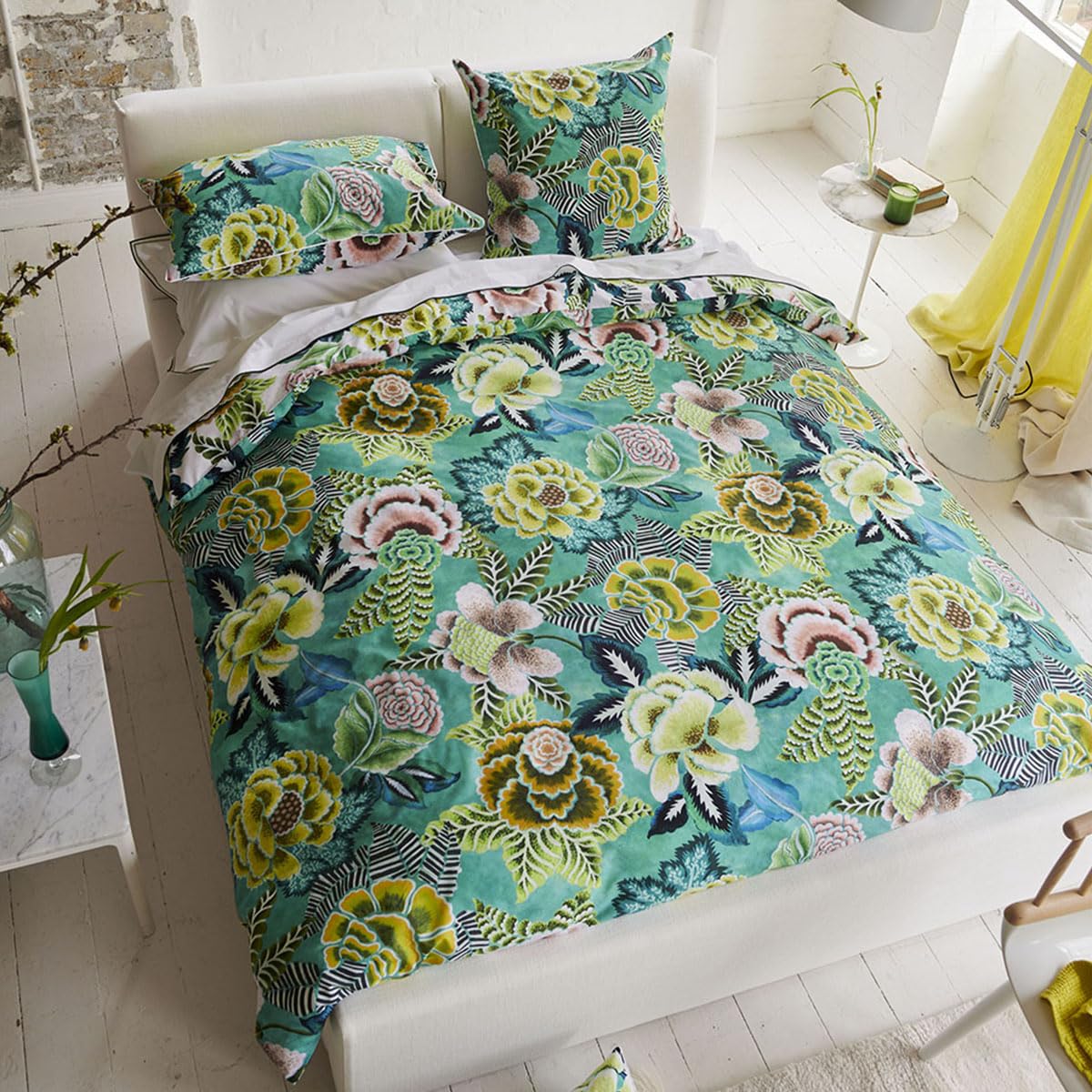 Duvet Cover, Rose DE Damask Jade, 200 x 200 cm, Designers Guild