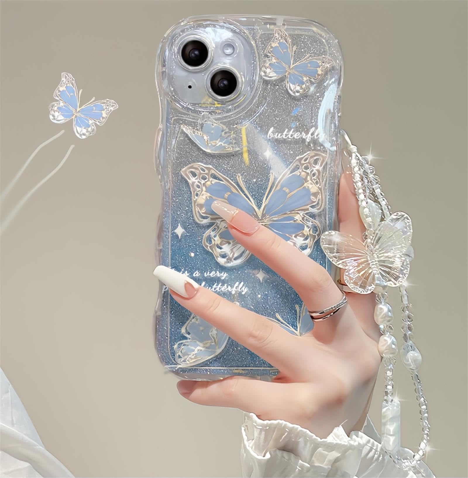ZTUOK IPhone Hülle Mit 3D-Schmetterling – Für IPhone 6/6S/7/8/SE, Glitzernd, Weiches TPU, Stoßfest