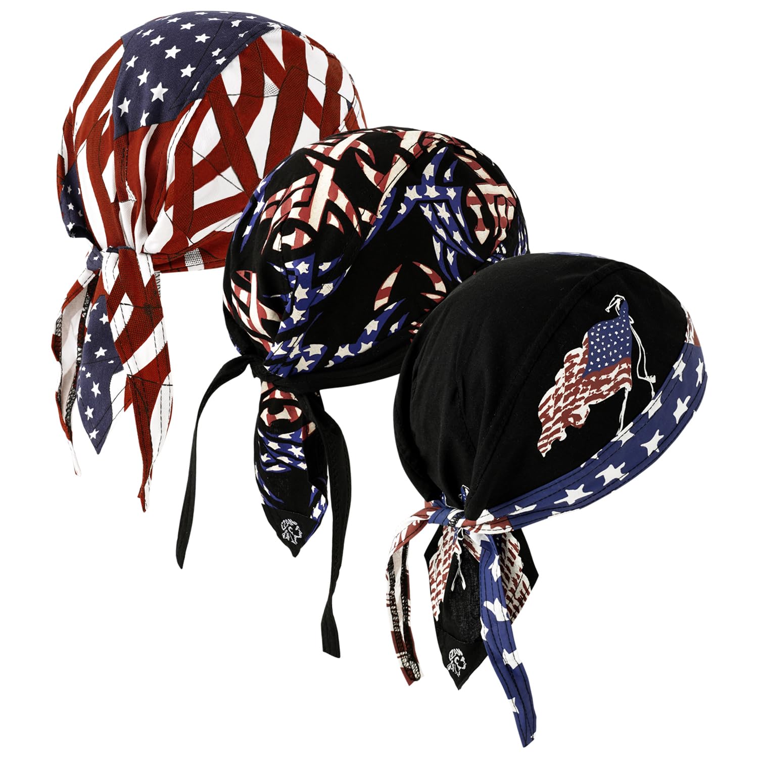 DOCILA3 Pcs Do Rags for Men Skull Cap Bandana Hat Breathable Helmet Linner Beanie