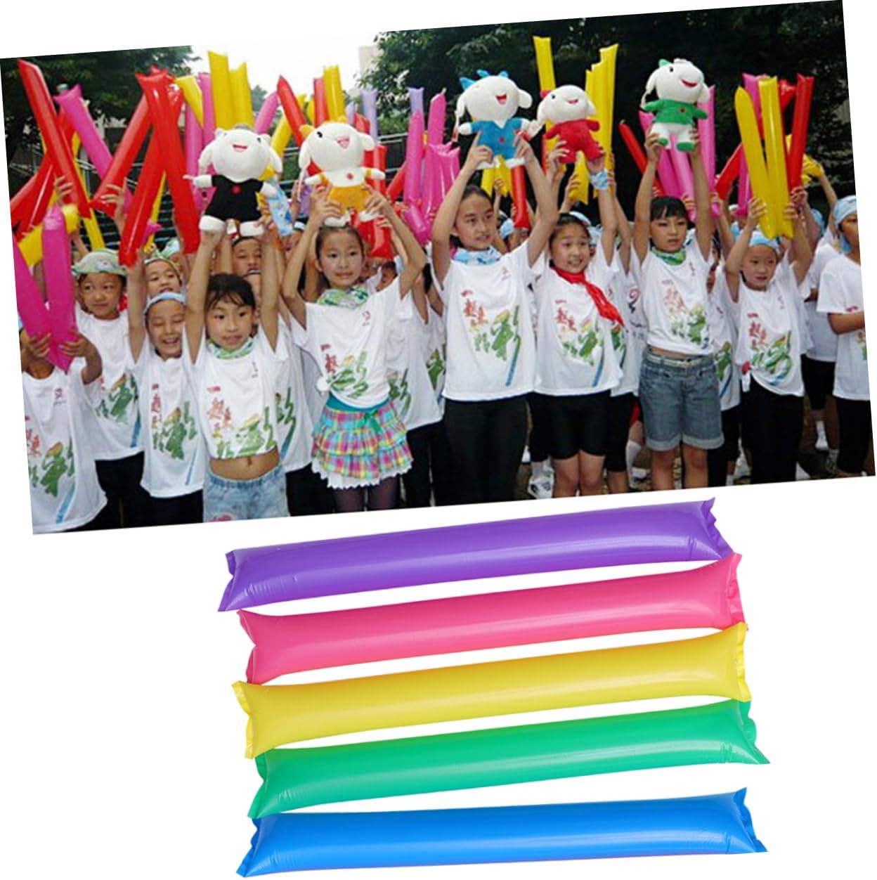 BESPORTBLE 5sets Musical Party Favors Long Balloon Cheer Sticks Thicken Sticks for Sports Events 60 Count Set 60pcs*5