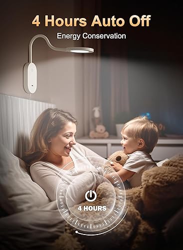 Miniatura 3 de Luz de lectura montada en la pared, luces de libro con salida USB, lámparas de lectura para cabecera de cama en 4 horas apagado automático, lámpara