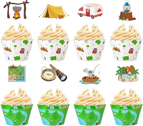 Miniatura 28 de Paquete de 48 adornos y envoltorios retro para cupcakes, decoración retro de neón para tartas de fiesta temática de los años 80 y 90, suministros de