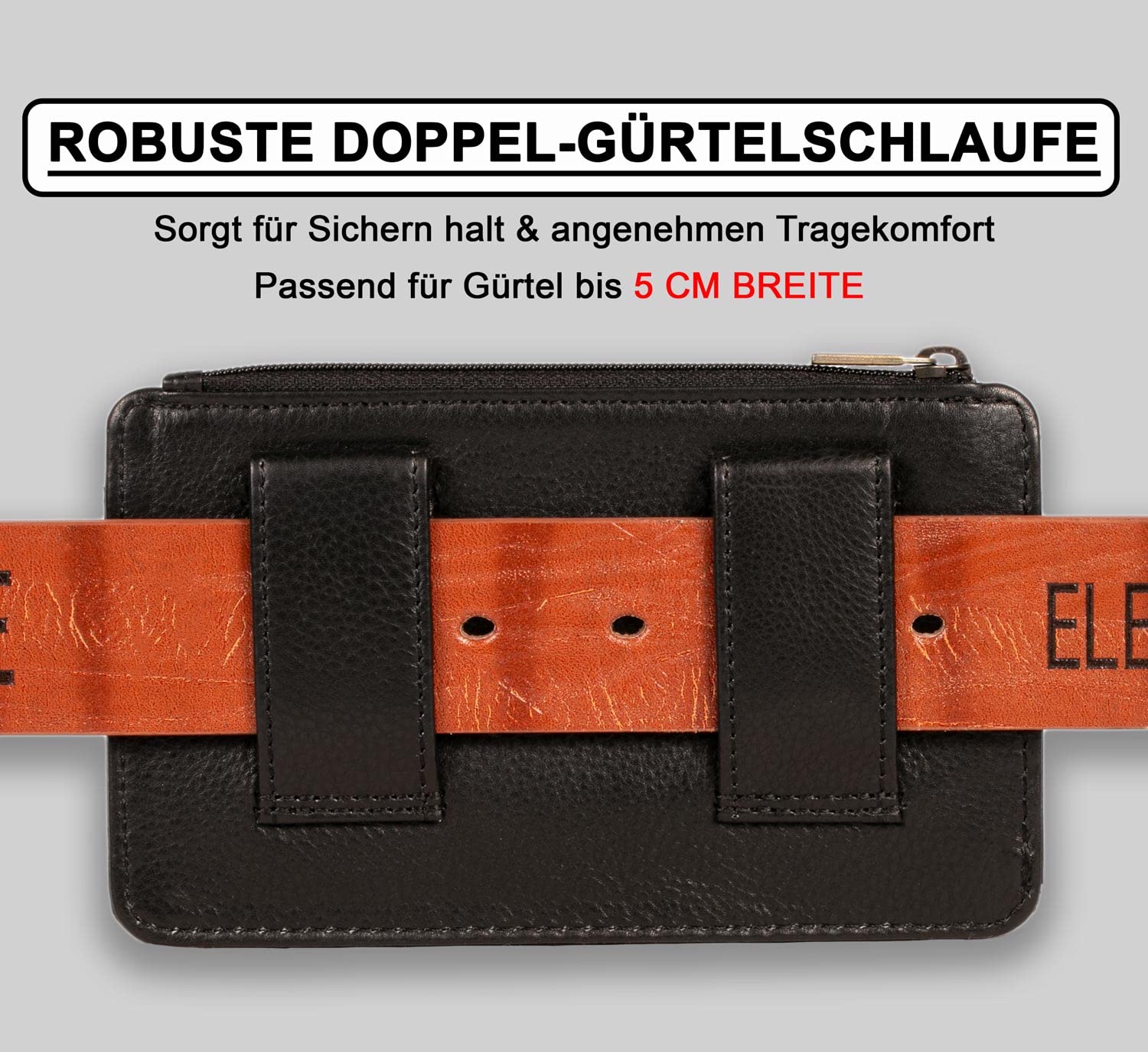 Matador Sac Banane en Cuir véritable avec Compartiment zippé séparé pour Cartes et pièces de Monnaie pour appareils jusqu'à 6,1 Pouces