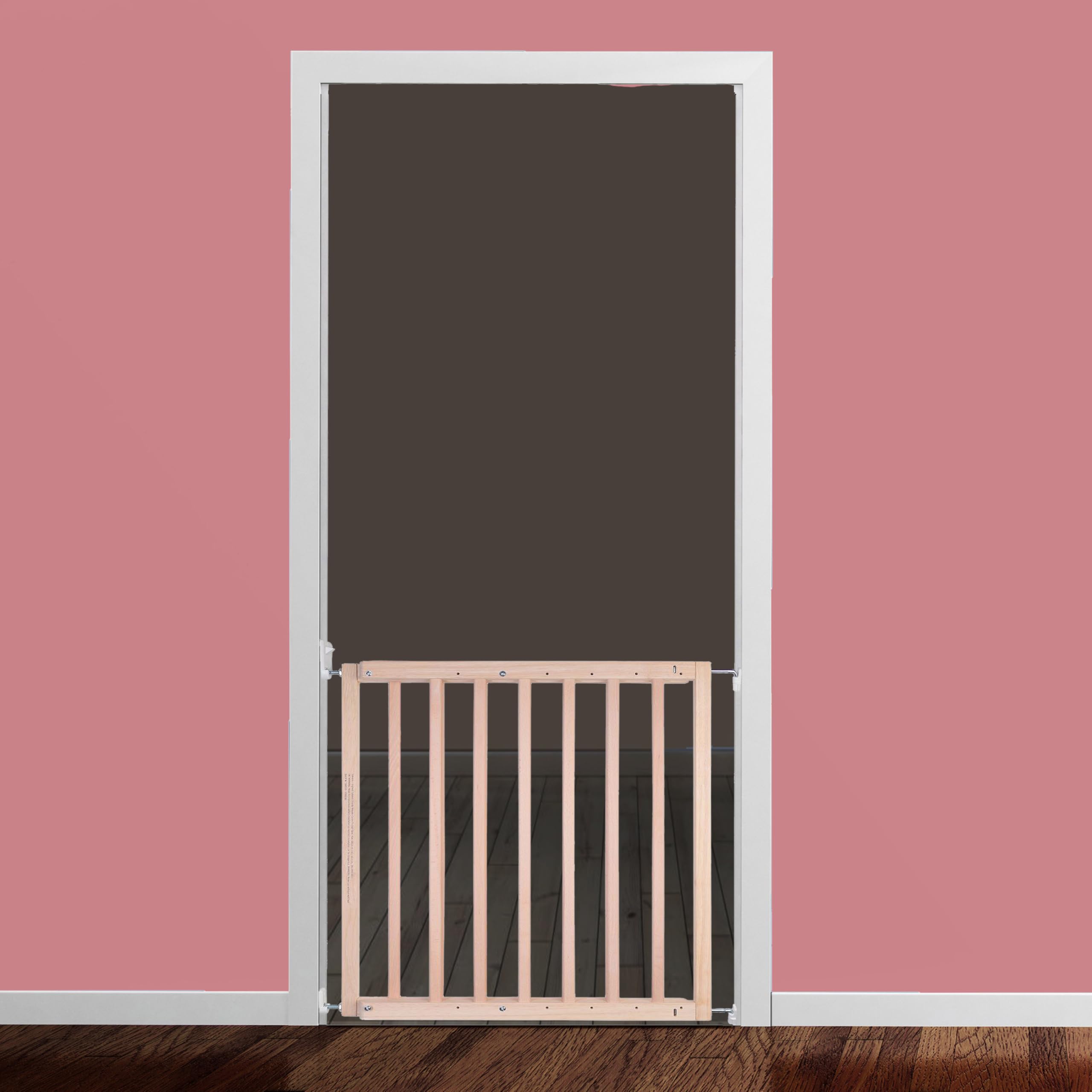 Safetots Barrière de Sécurité en Bois Robuste à Fixation par Vis, Barrière d'Escalier pour Bébé, Installation Facile, 63,5cm - 105,5cm, Couleur Bois Naturel