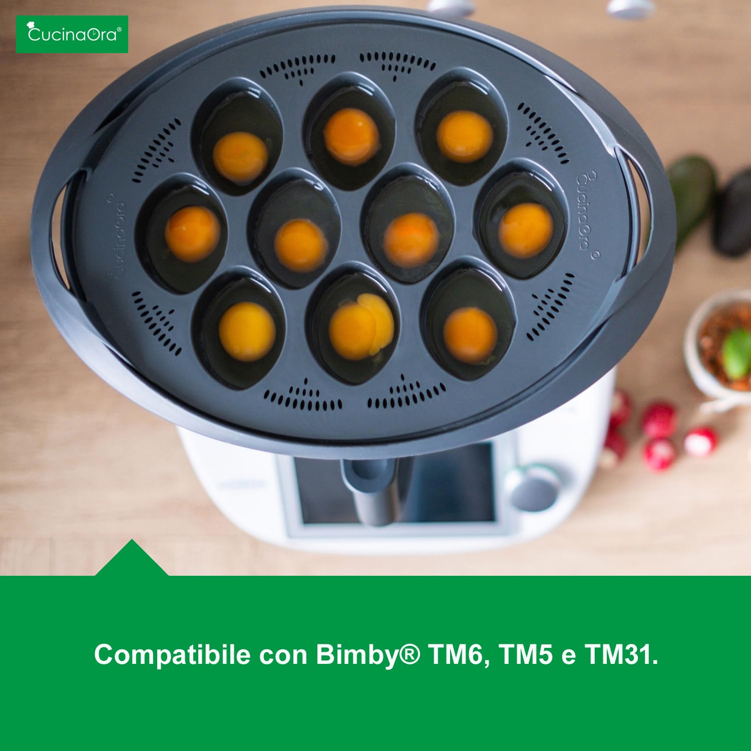 steamEGGS MAX compatibile con Bimby TM6/TM5/TM31 – Inserto cuociuova per preparare fino a 10 uova in camicia