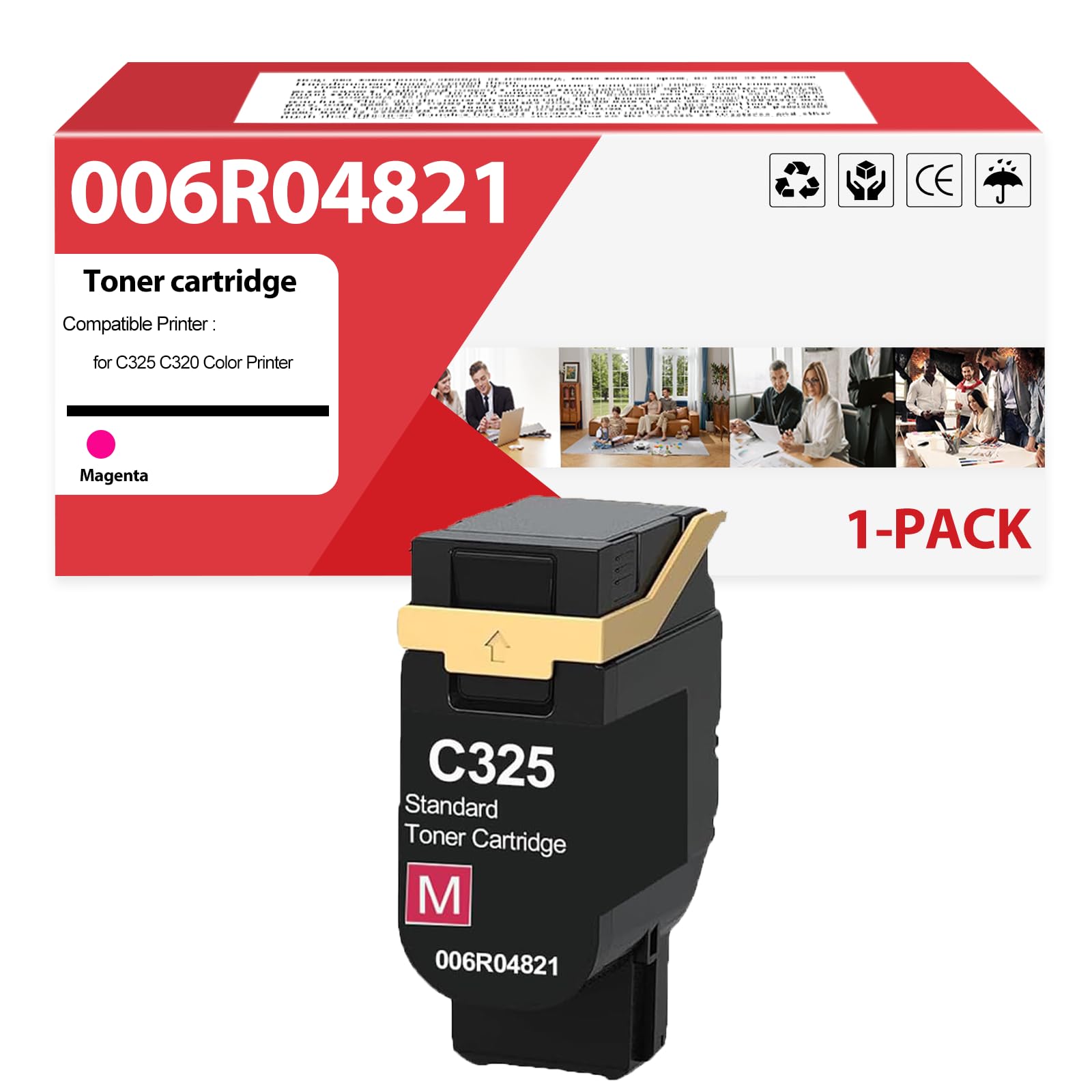 ZHINGUAN 006R04821 Toner Cartridge Compatible for C325 C320 Toner Cartridge Works for C325 C320 Color Printer (1-Magenta)