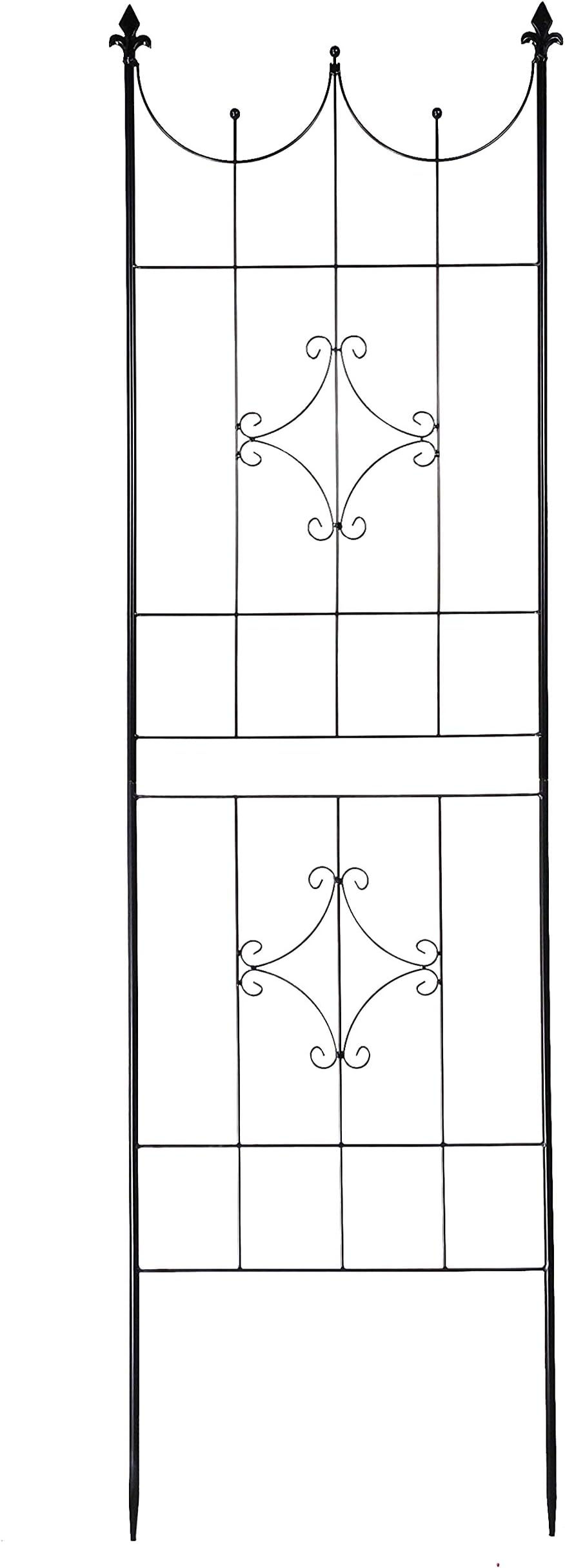 OUTOUR Larger Garden Trellis Plant Support Wire Lattice Grid Panel Stake Fence, 72"x20", for Climbing Plants, Potted Vines Vegetables Vining Flowers Ivy Roses Clematis, Lawn Backyard Patio, Black