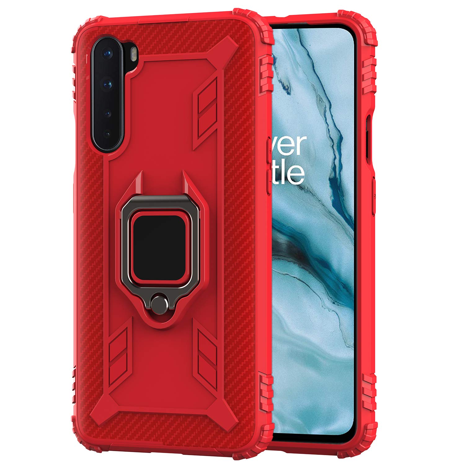 Custodia OnePlus Nord Silicone TPU - Cover Con Supporto 360&deg; E Magnete, Nero