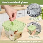 Glass Container Food Storage 32 oz, 4 Cup Overnight Oats Jar, Oven & Microwave Safe Deli Containers with Lids, Freezer Containers for Kitchen, Take Out and To Go, Soup Containers for Food Prep, 4 Pack | Microwave Dishwasher Oven Freezer Safe | Airtig