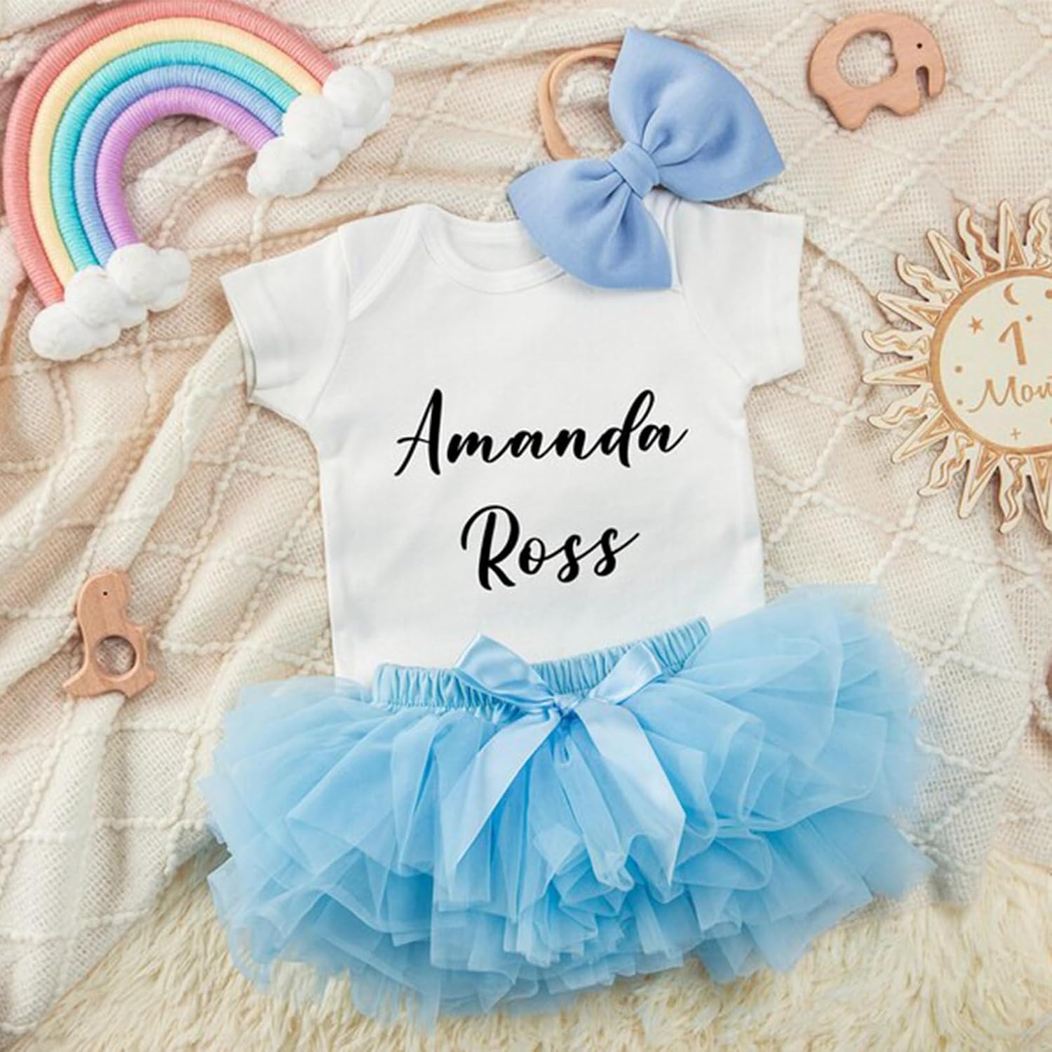 Personalized Tutu Newborn Girl Outfit, Custom Baby Girl Shower Gift Newborn Baby Girls Coming Home Outfit Princess Romper Tutu Skirt Flower Headband Pink